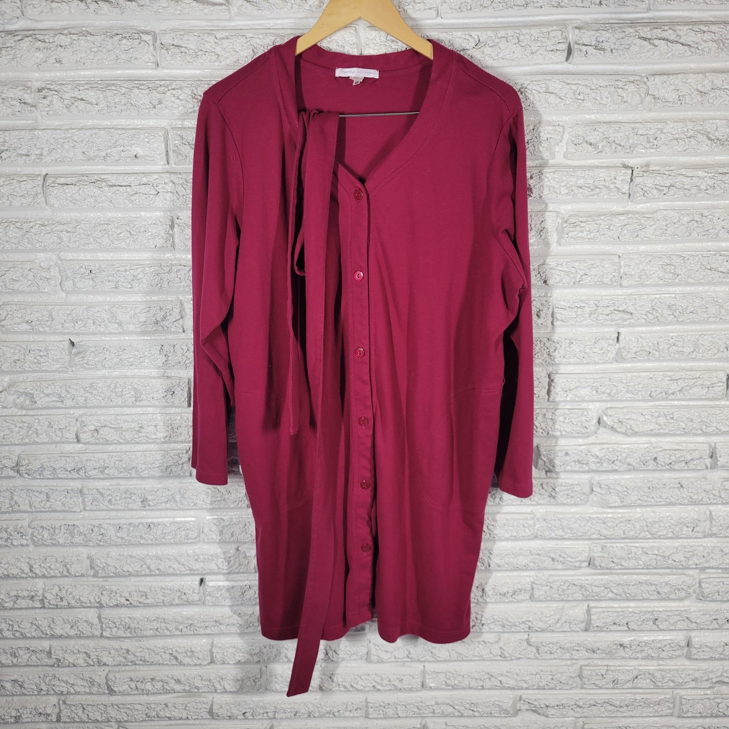 Carole Hochman 1X Burgundy Long Sleeve Robe Belted Plush Loungewear SWE93E