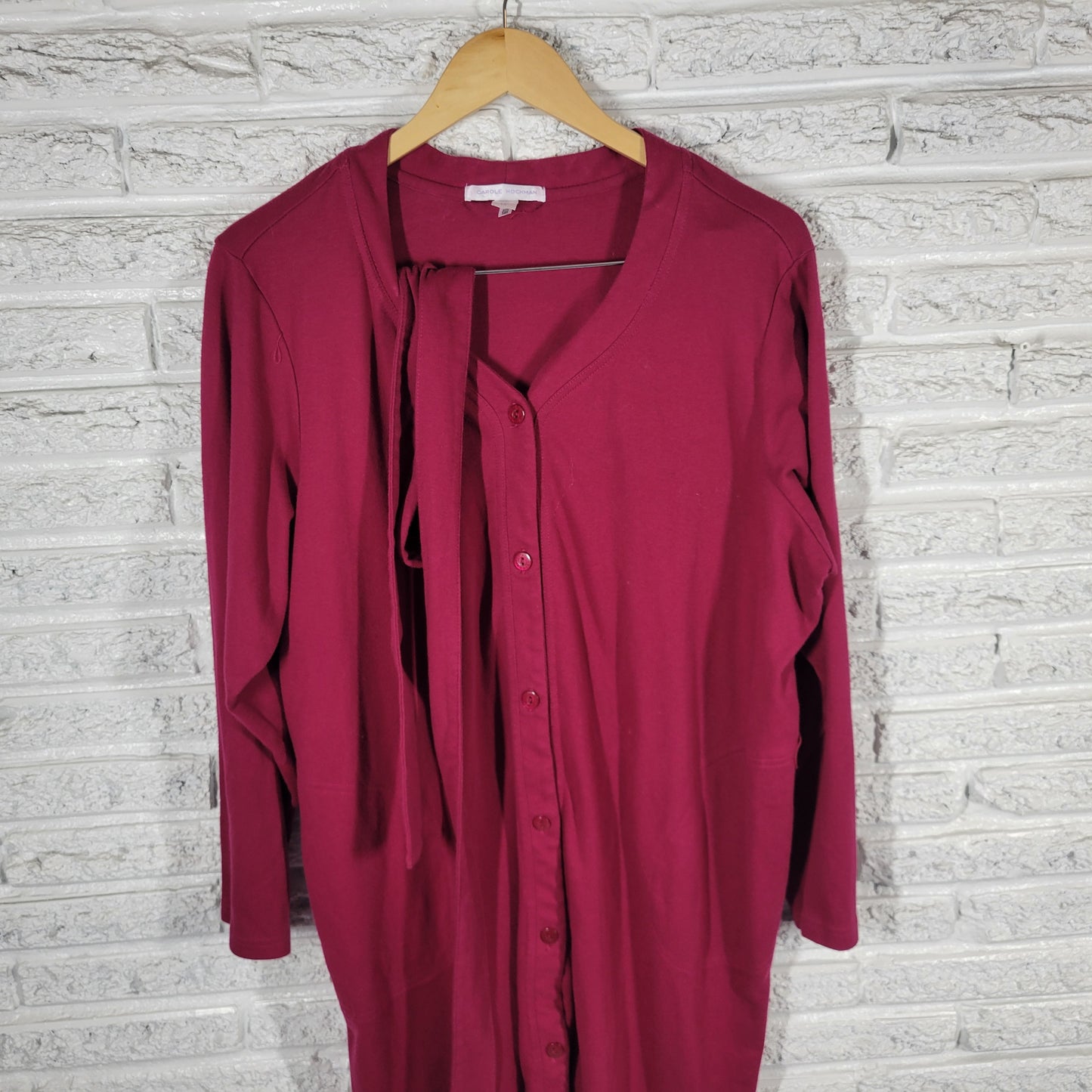 Carole Hochman 1X Burgundy Long Sleeve Robe Belted Plush Loungewear SWE93E