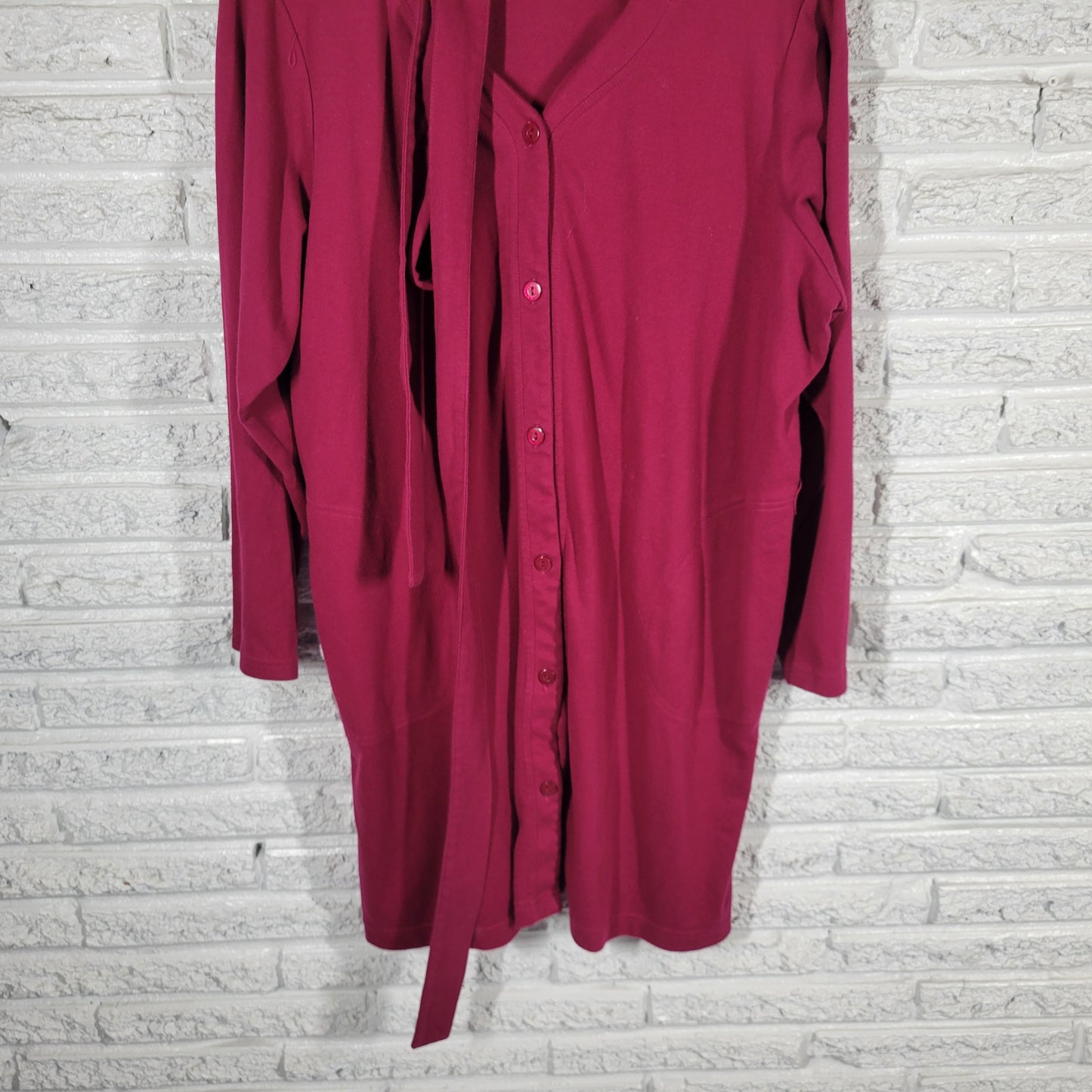 Carole Hochman 1X Burgundy Long Sleeve Robe Belted Plush Loungewear SWE93E