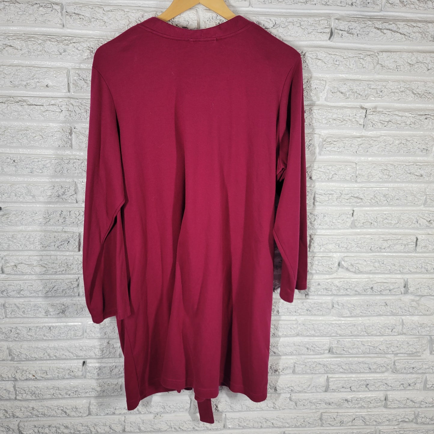 Carole Hochman 1X Burgundy Long Sleeve Robe Belted Plush Loungewear SWE93E