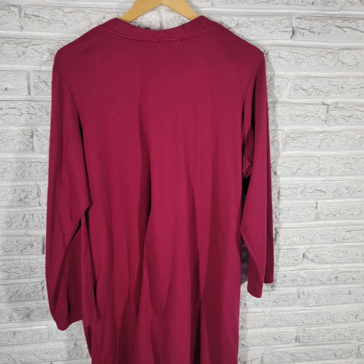 Carole Hochman 1X Burgundy Long Sleeve Robe Belted Plush Loungewear SWE93E