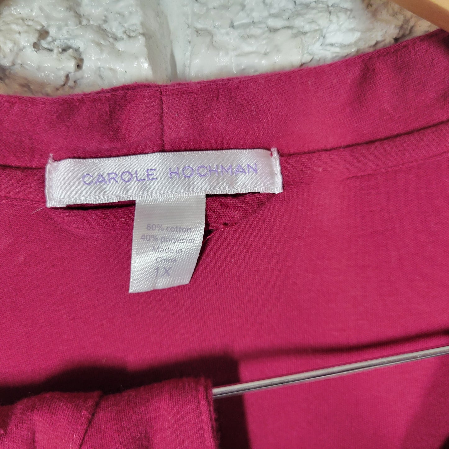 Carole Hochman 1X Burgundy Long Sleeve Robe Belted Plush Loungewear SWE93E