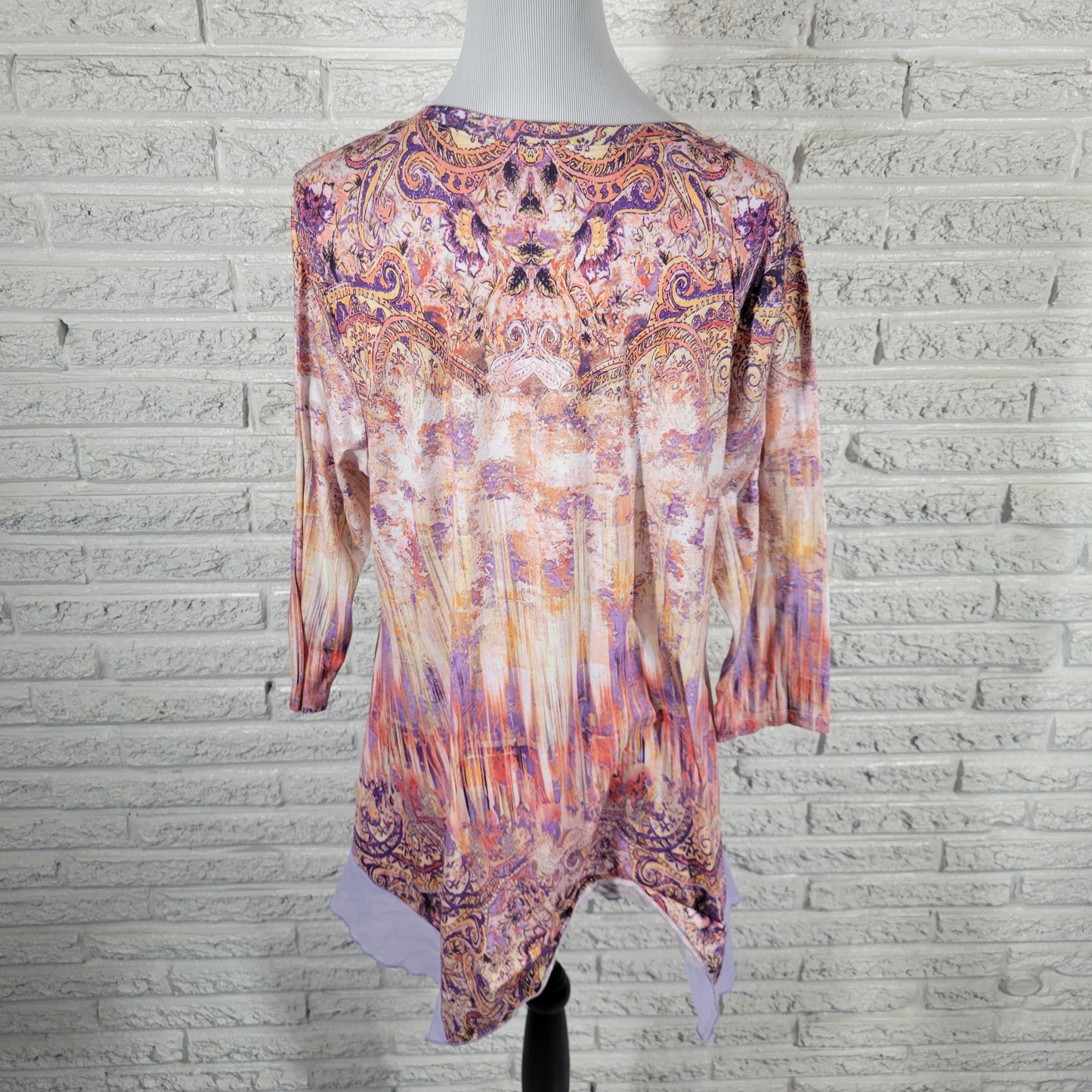 One World Live Let Live XL Paisley Tunic Mini Dress Studded Asymmetric PAI26E