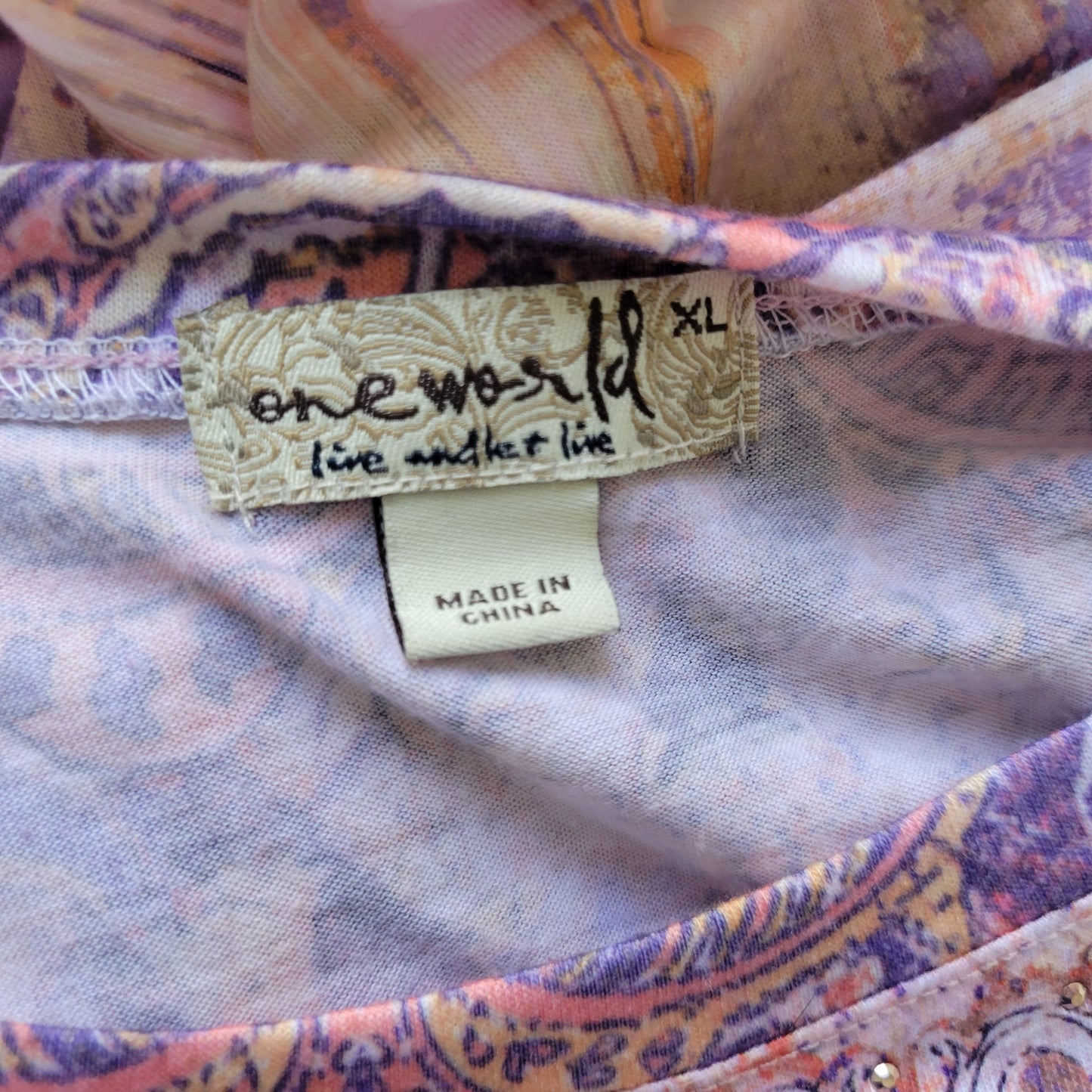 One World Live Let Live XL Paisley Tunic Mini Dress Studded Asymmetric PAI26E