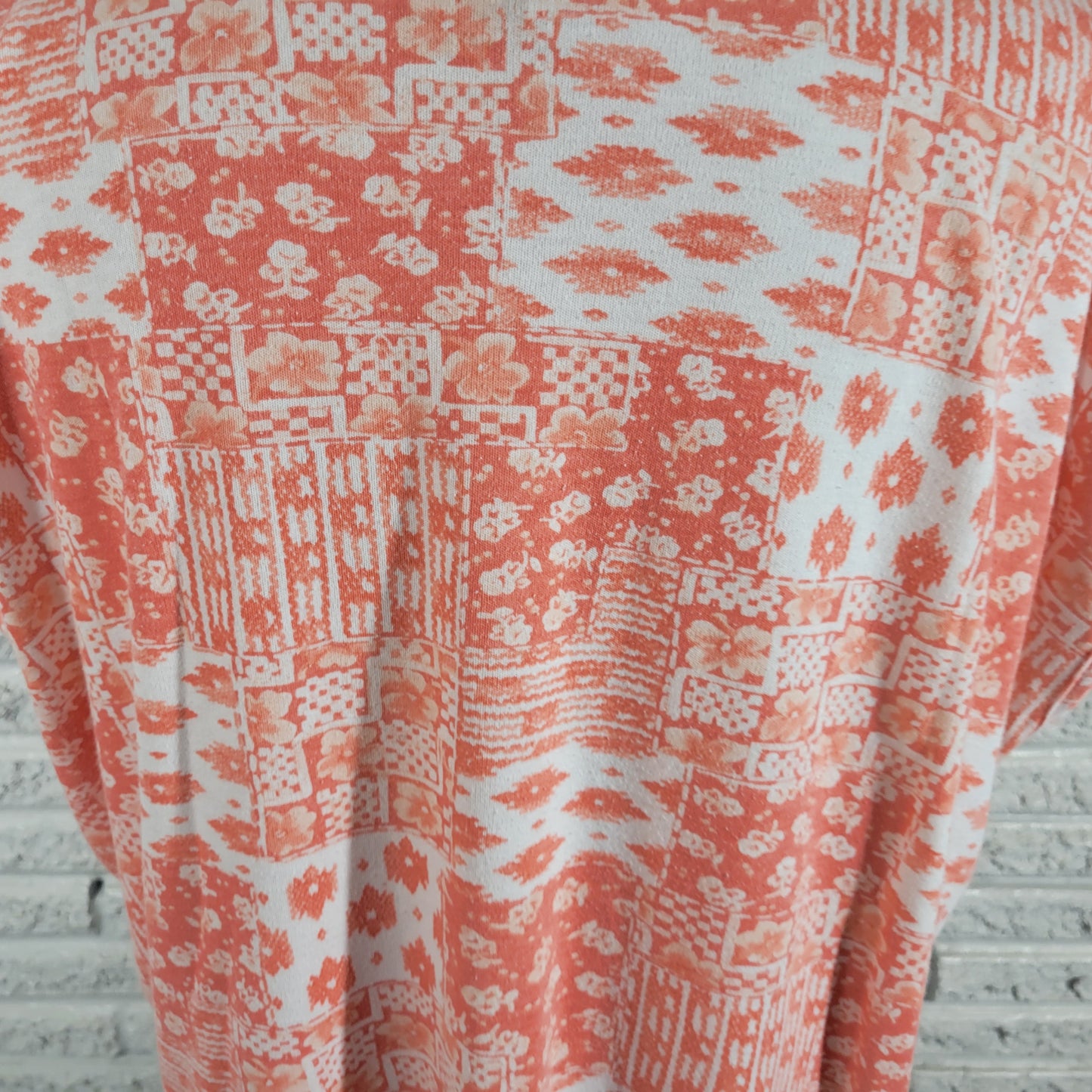 Cabin Creek Womens 1X Orange White Geometric High Neck Sleeveless Top GEO141E