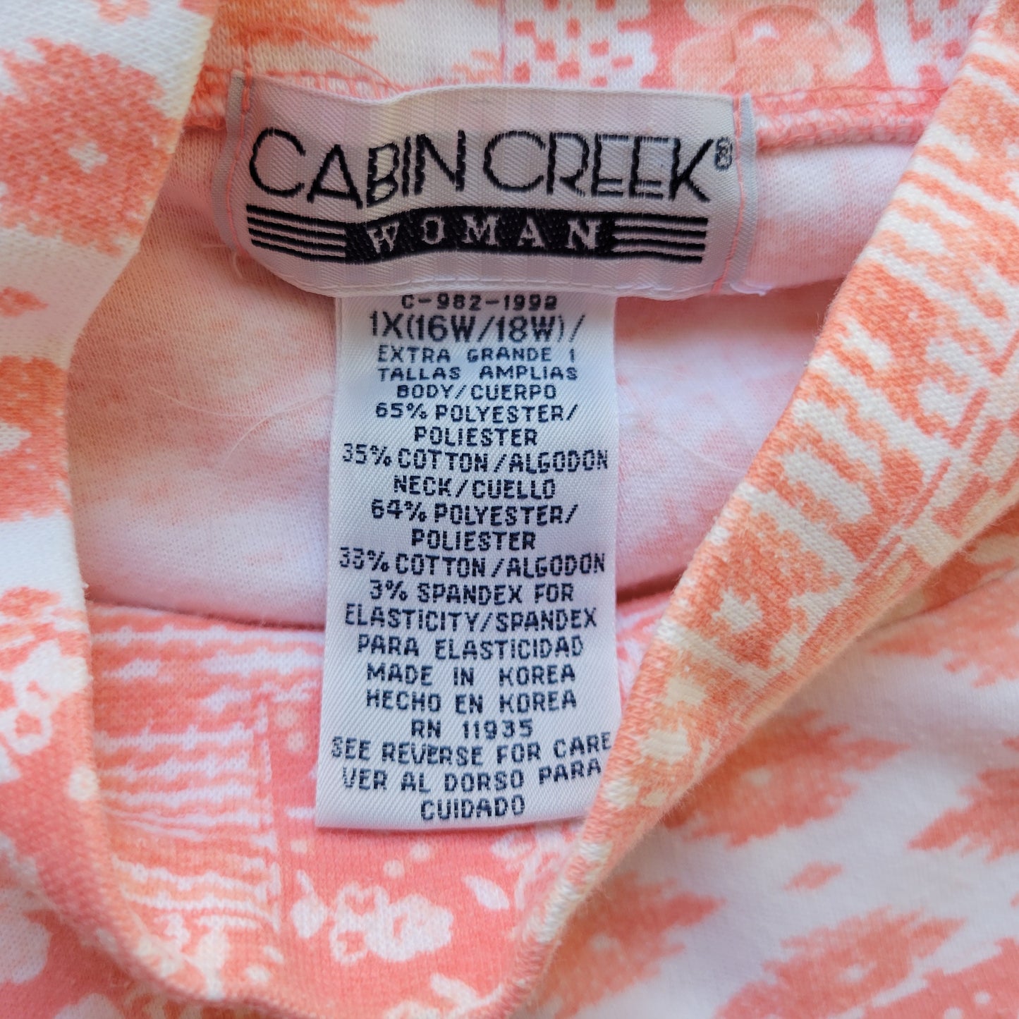 Cabin Creek Womens 1X Orange White Geometric High Neck Sleeveless Top GEO141E