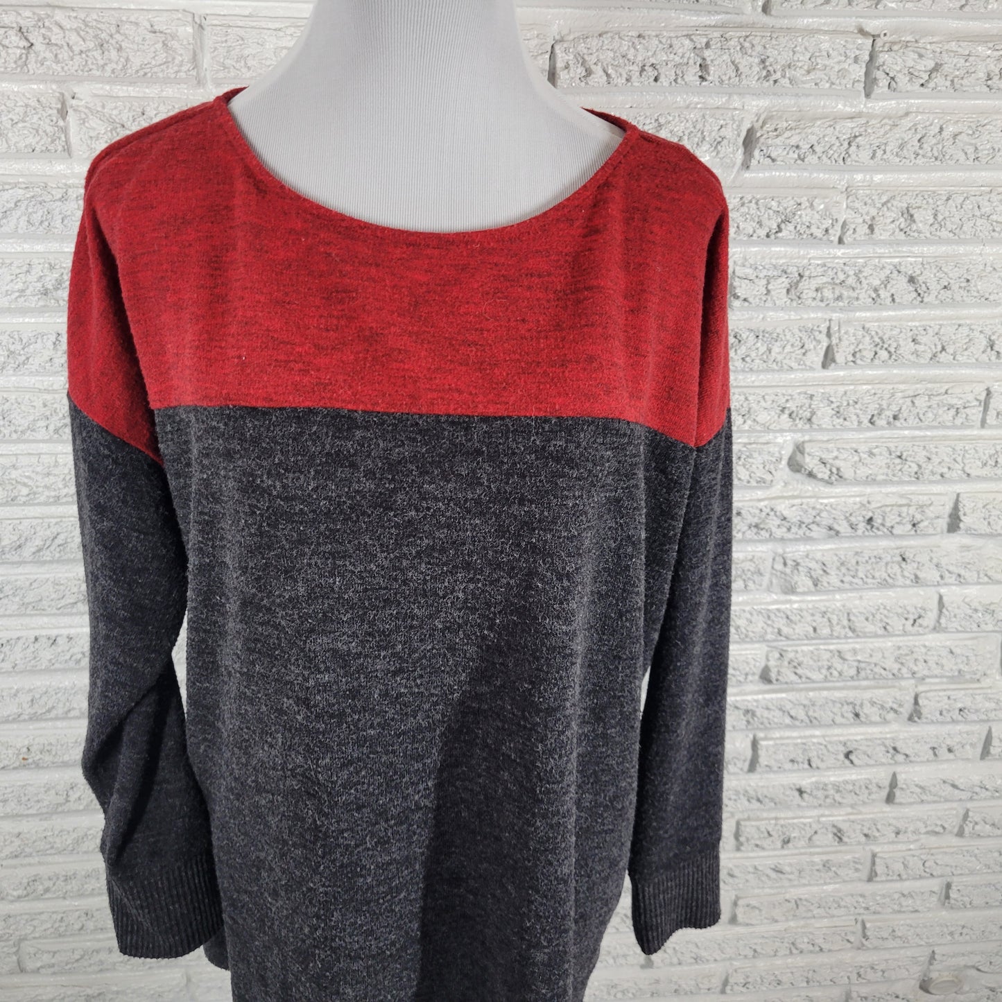 Liz Claiborne Weekend Womens XXL Black Red Knit Crewneck Sweater Pullover RED30E