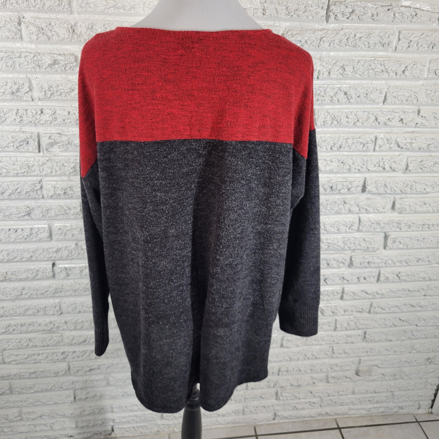 Liz Claiborne Weekend Womens XXL Black Red Knit Crewneck Sweater Pullover RED30E