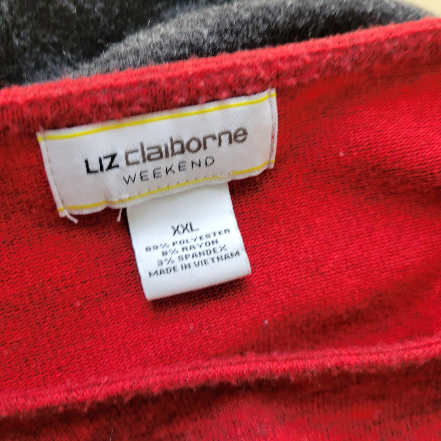 Liz Claiborne Weekend Womens XXL Black Red Knit Crewneck Sweater Pullover RED30E