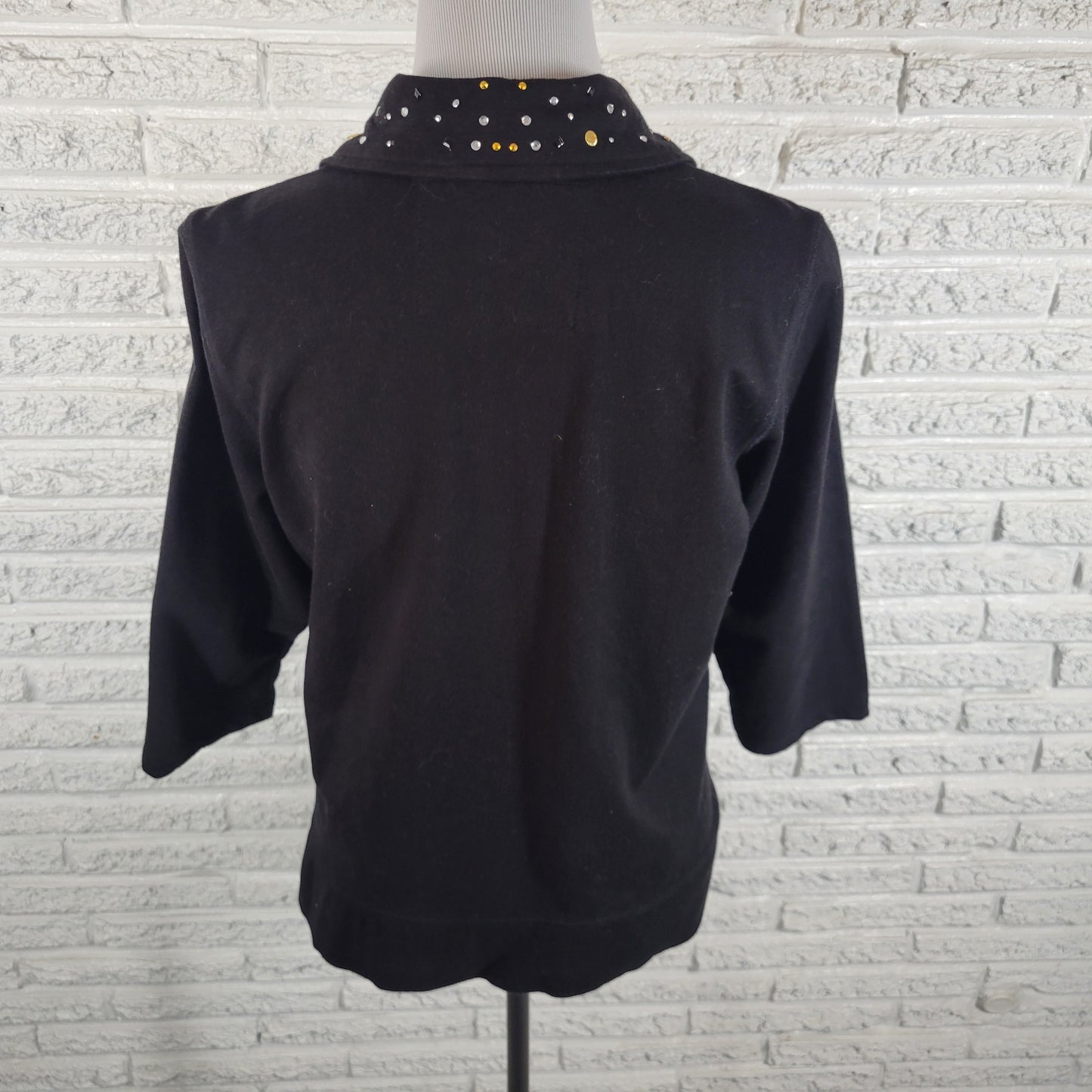 Onque Womens PXL Black Studded Grommet Jacket Full Zip Elastic Waist SWE7E
