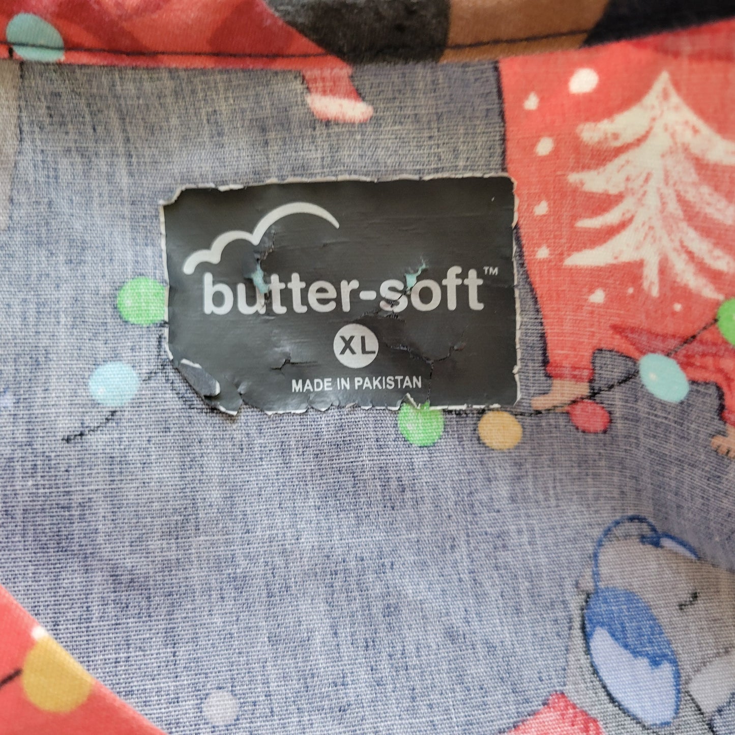 Butter-Soft Christmas Dogs Scrub Top XL Navy Blue Holiday V-Neck NOV118E