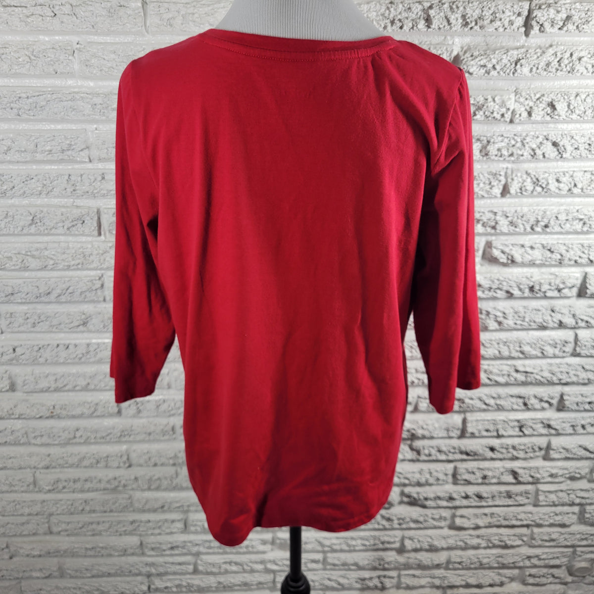 Coral Bay Tee XL Red Animal Print 3/4 Sleeve Crew Neck Cotton Blend Top ANI57XE