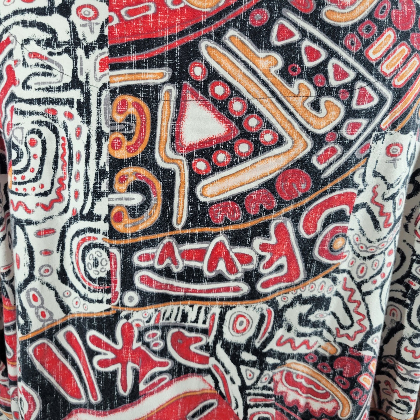 Ruby Rd 2X Top Tribal Geometric 3/4 Sleeve Colorful Plus Cotton Stretch GEO176E