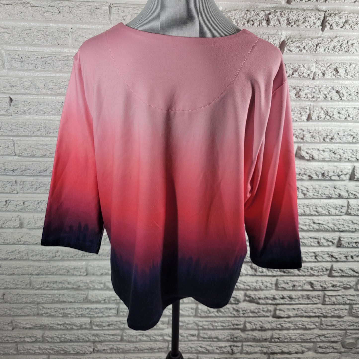 Allison Daley PXL Top Blouse Ombre Multicolor Lace Up Round Neck Petite A9XE