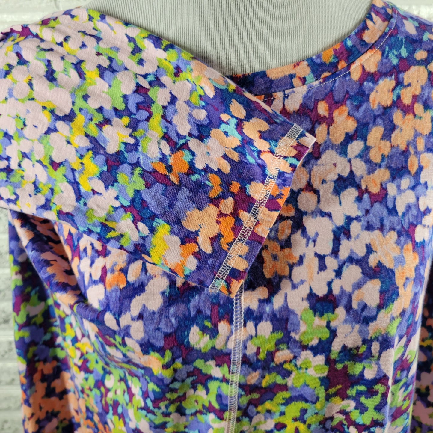 Westbound XL Blouse Watercolor Floral 3/4 Sleeve Crew Neck Cotton Blend FLO262E