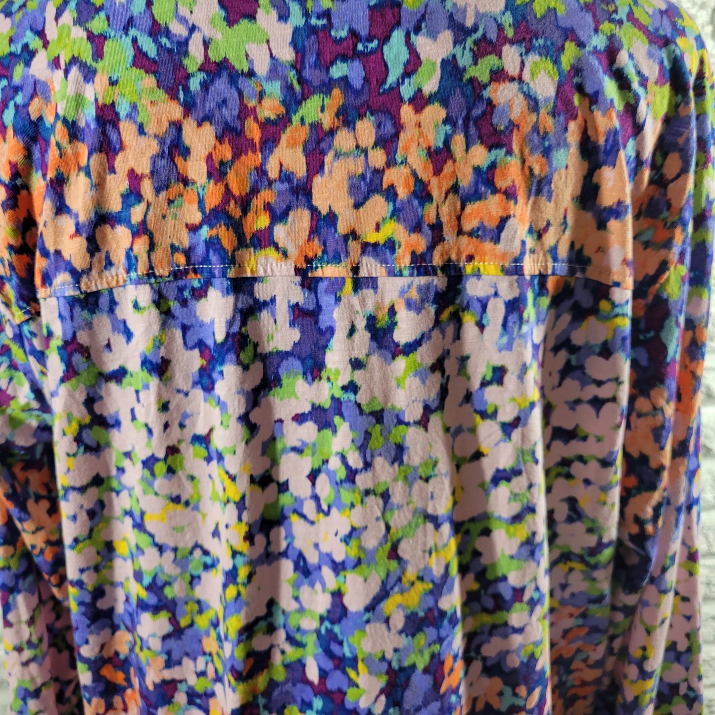 Westbound XL Blouse Watercolor Floral 3/4 Sleeve Crew Neck Cotton Blend FLO262E