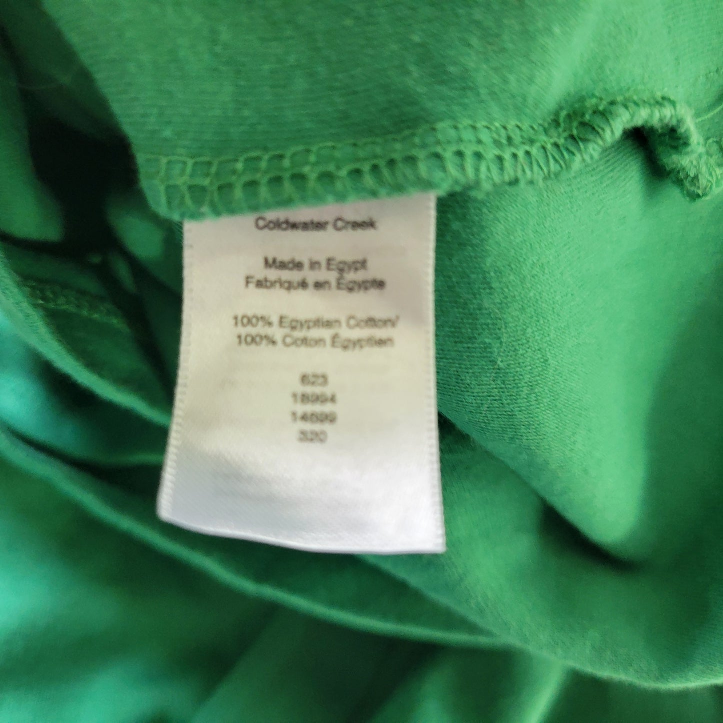 Coldwater Creek 2X Top Green Boat Neck 3/4 Sleeve 100% Cotton Plus Blouse GRE1X