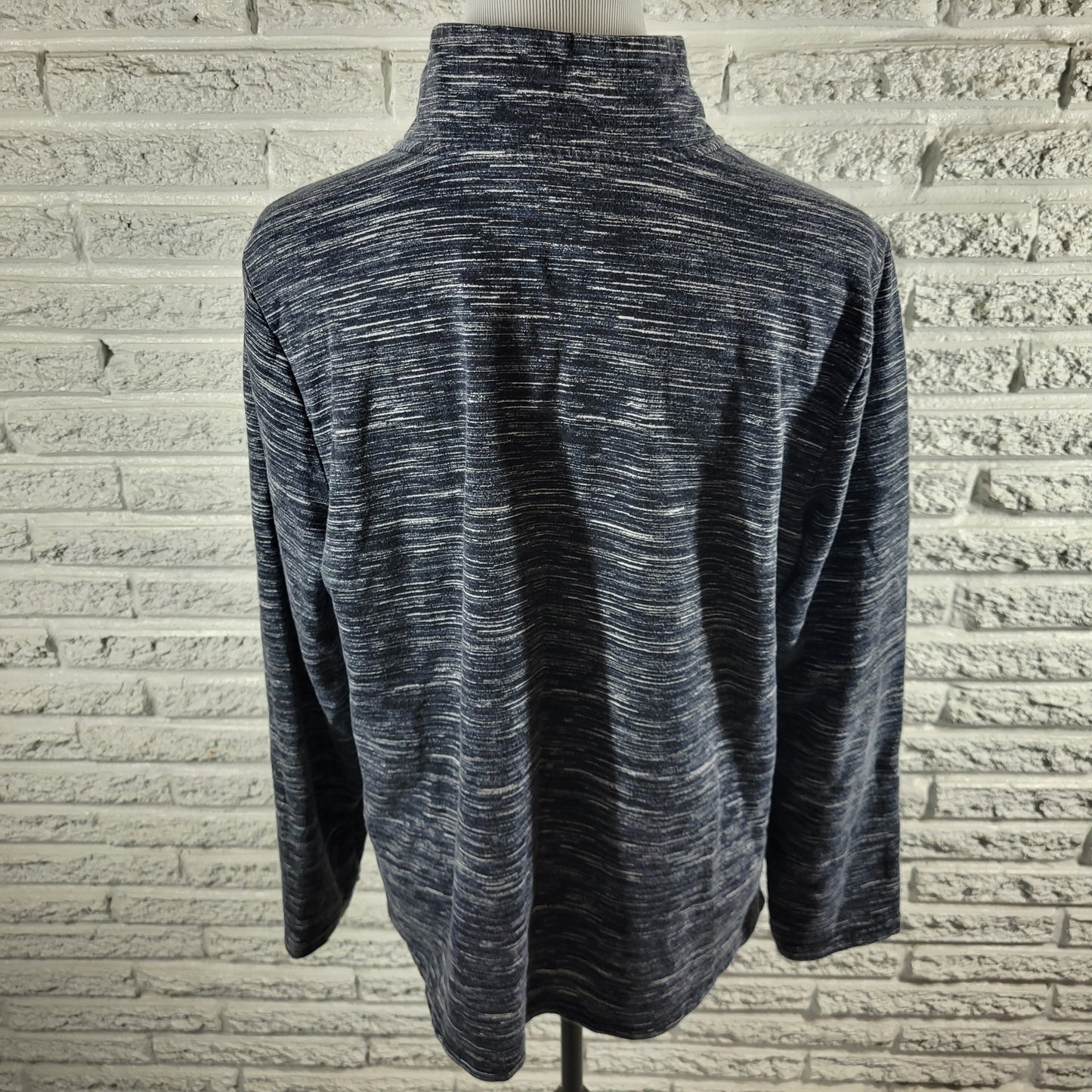 Croft Barrow 1/4 Zip Knit Top XL Women Long Sleeve Black White Heather BLA132E