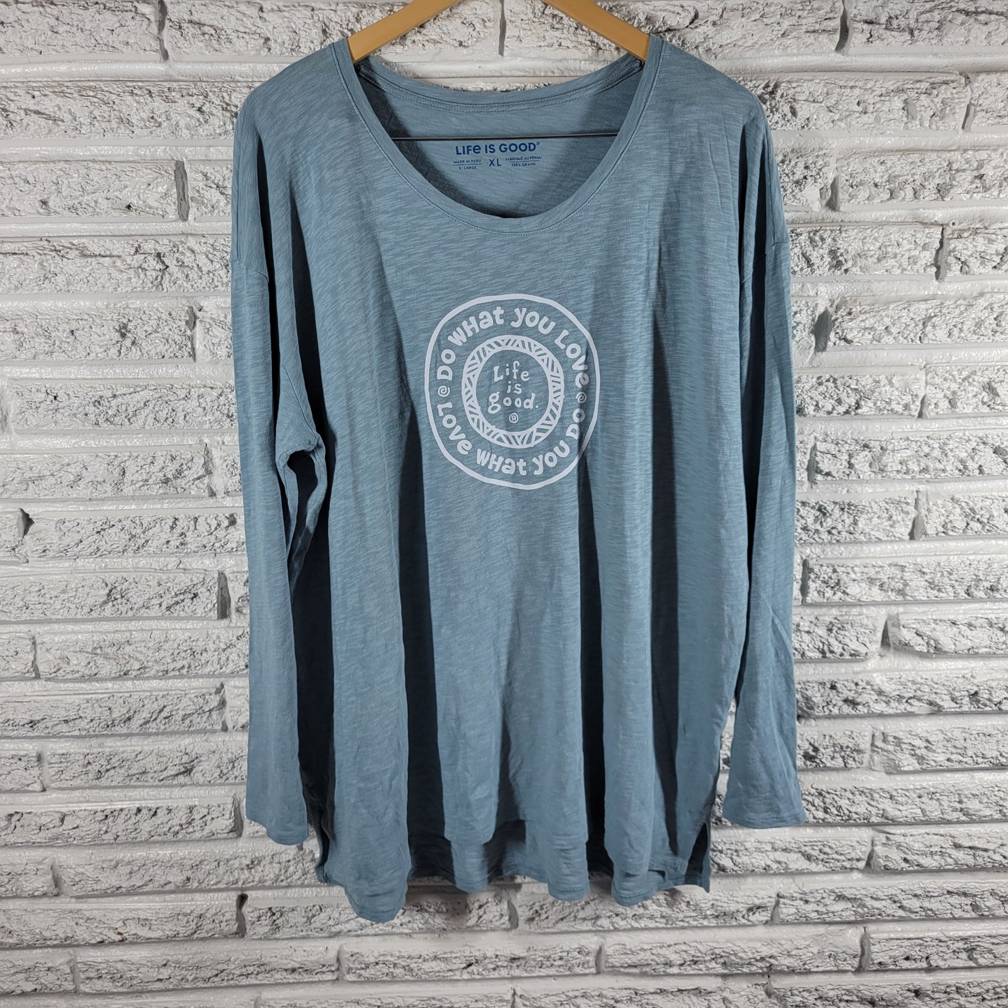 Life Is Good Tee XL Blue Long Sleeve 100% Cotton Crew Neck Pullover BLU66E