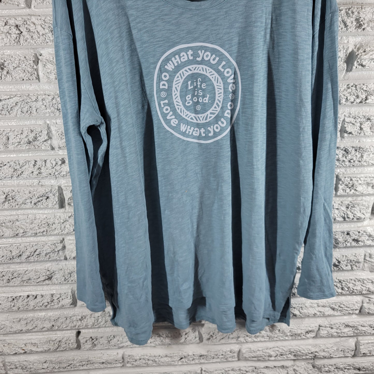 Life Is Good Tee XL Blue Long Sleeve 100% Cotton Crew Neck Pullover BLU66E