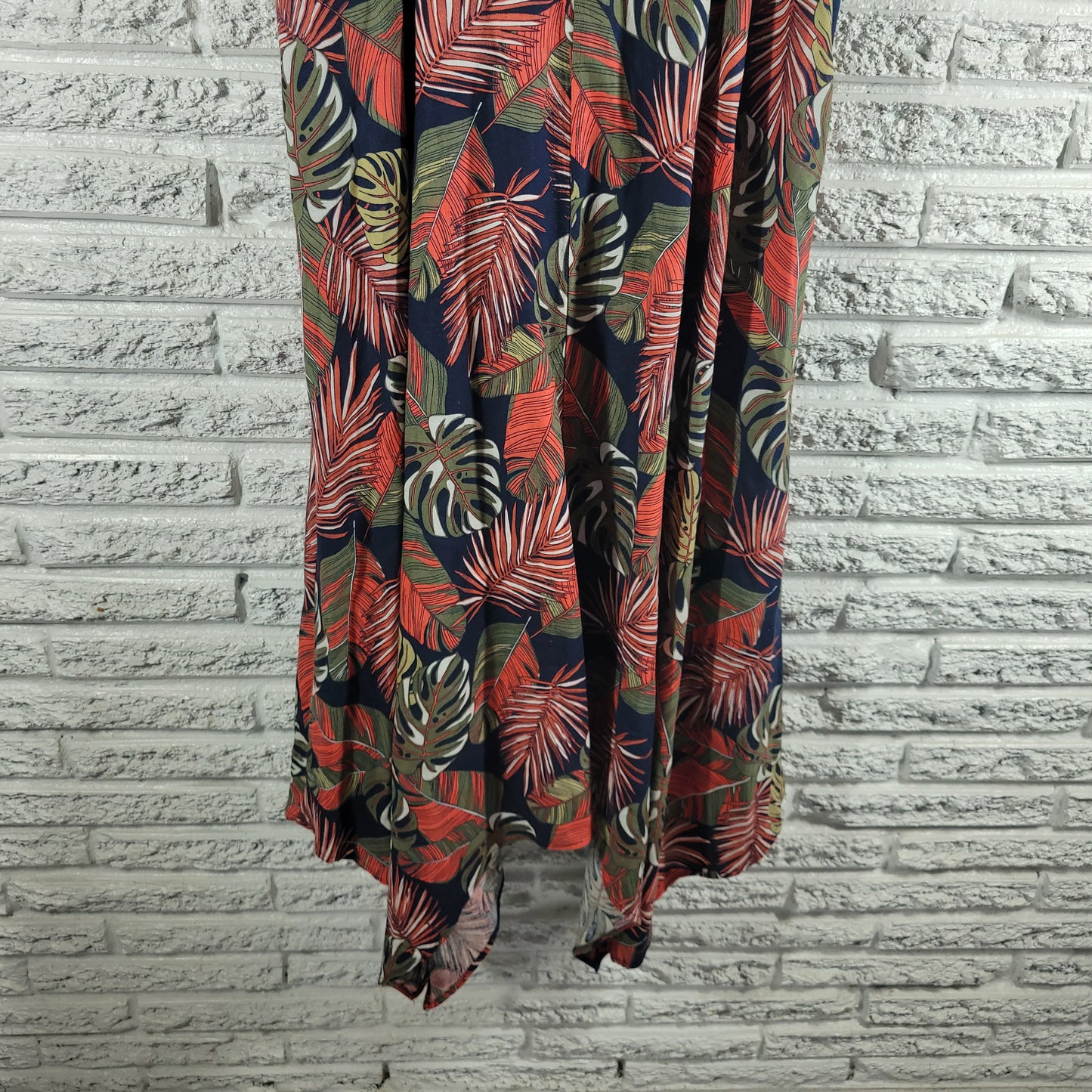 Time Tru Floral Slip Dress XL Linen Blend Spaghetti Strap Asymmetric FLO255E