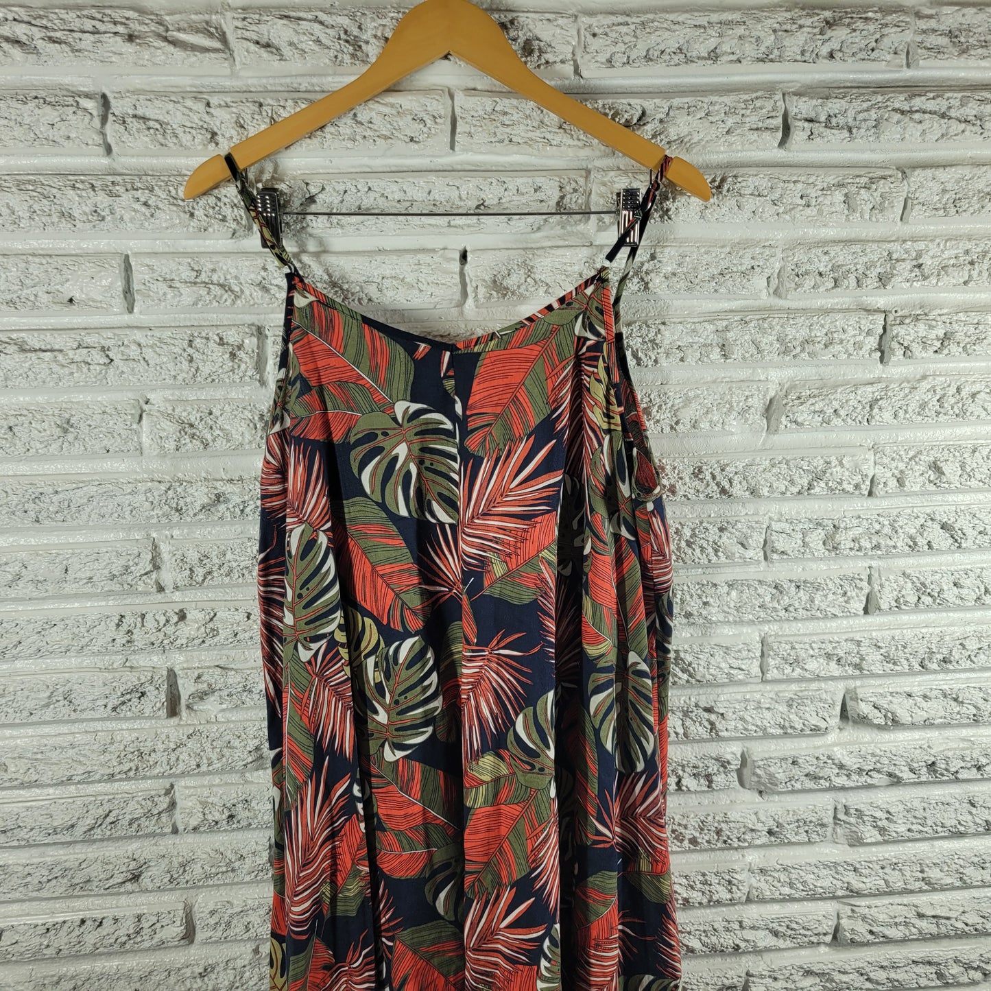 Time Tru Floral Slip Dress XL Linen Blend Spaghetti Strap Asymmetric FLO255E