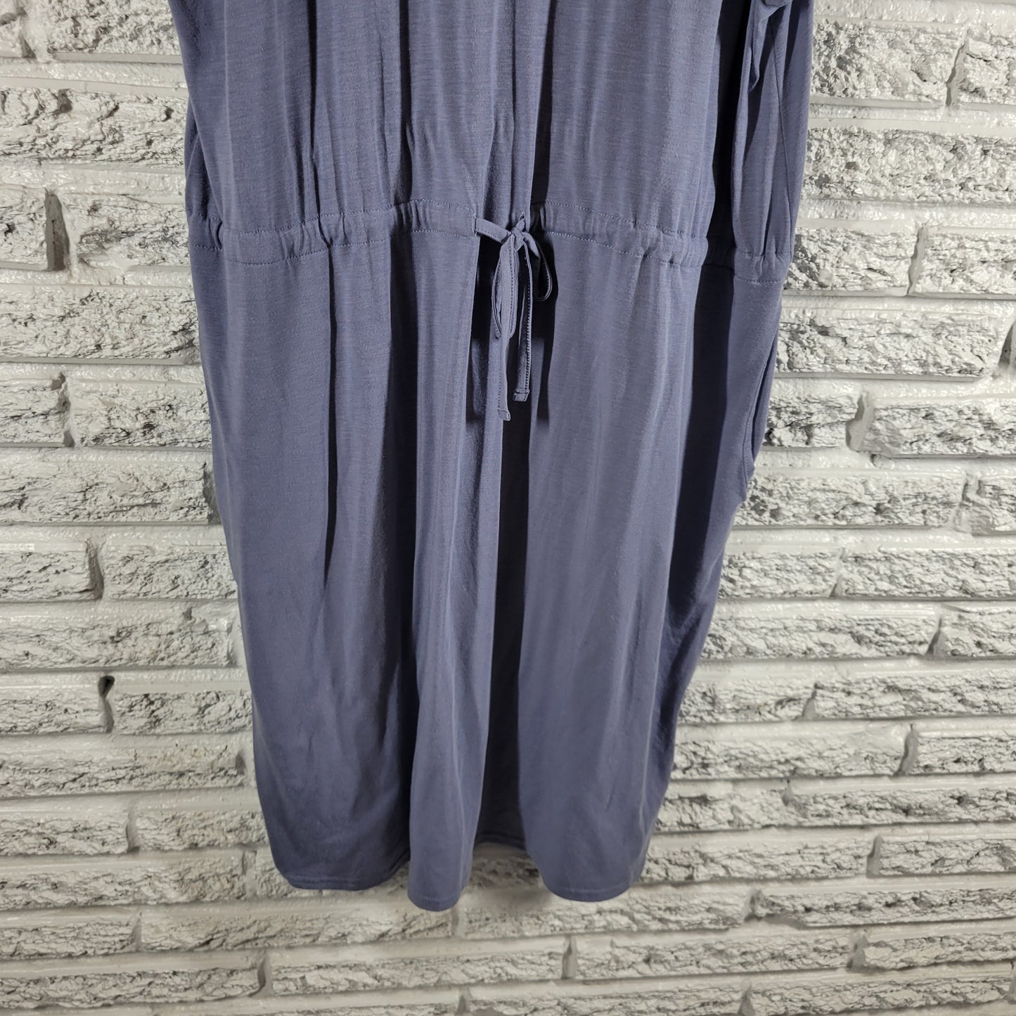 Columbia Tank Sheath Dress XL Blue Sleeveless Pockets Drawstring Crew BLU61E
