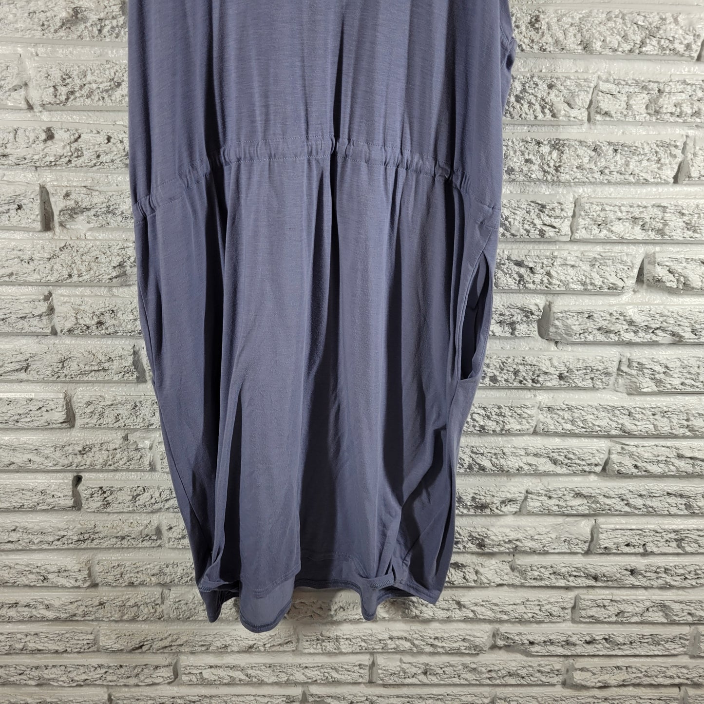 Columbia Tank Sheath Dress XL Blue Sleeveless Pockets Drawstring Crew BLU61E
