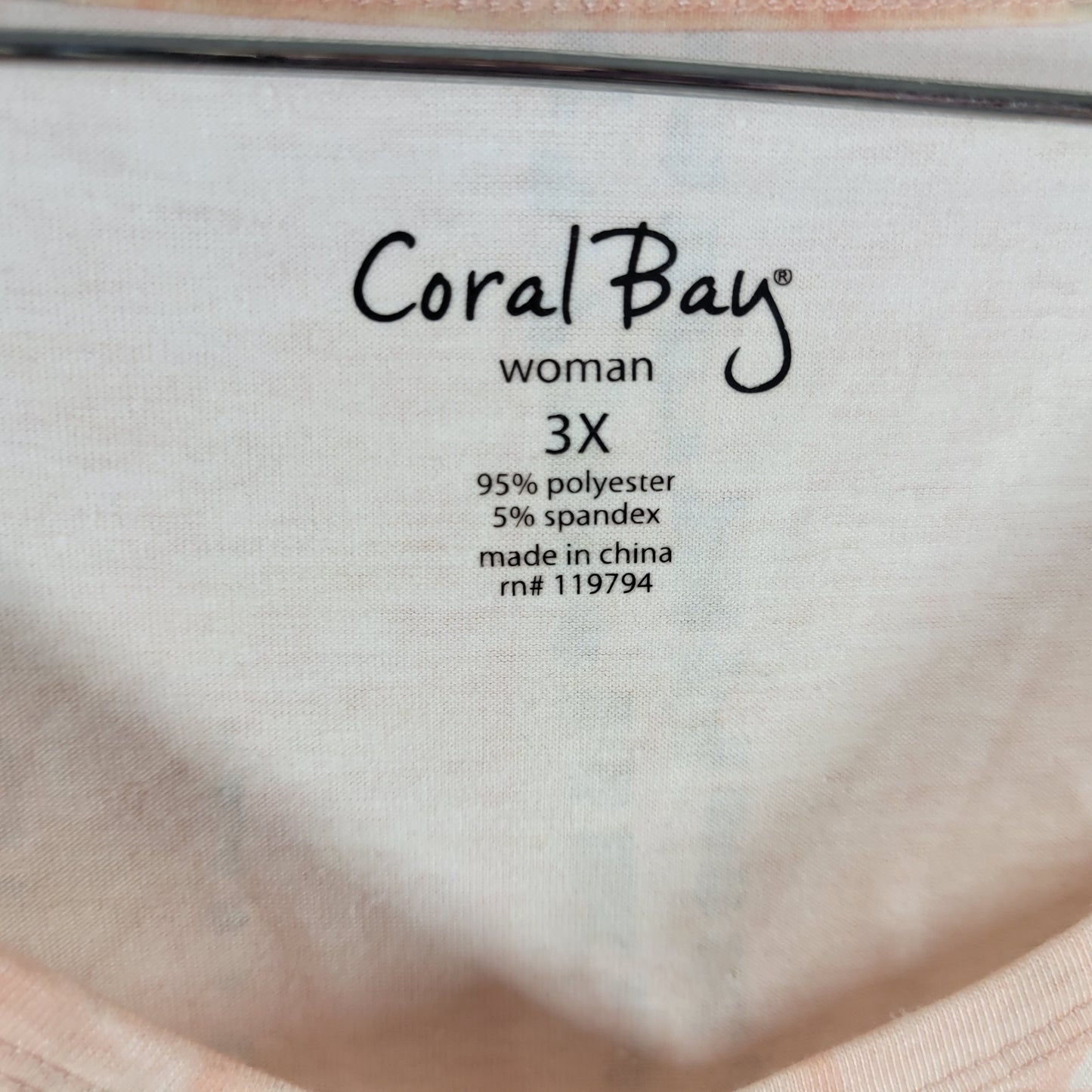 Coral Bay 3X Tee Ombre Tropical Fish Studded V Neck Short Sleeve Plus  NOV102E