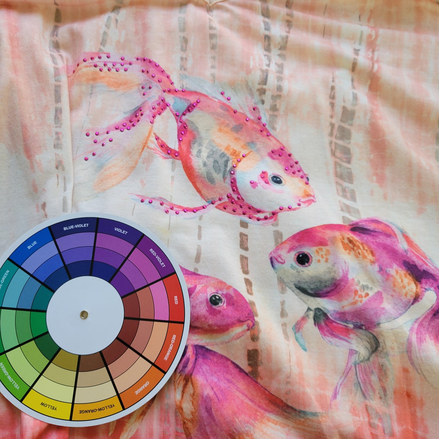 Coral Bay 3X Tee Ombre Tropical Fish Studded V Neck Short Sleeve Plus  NOV102E