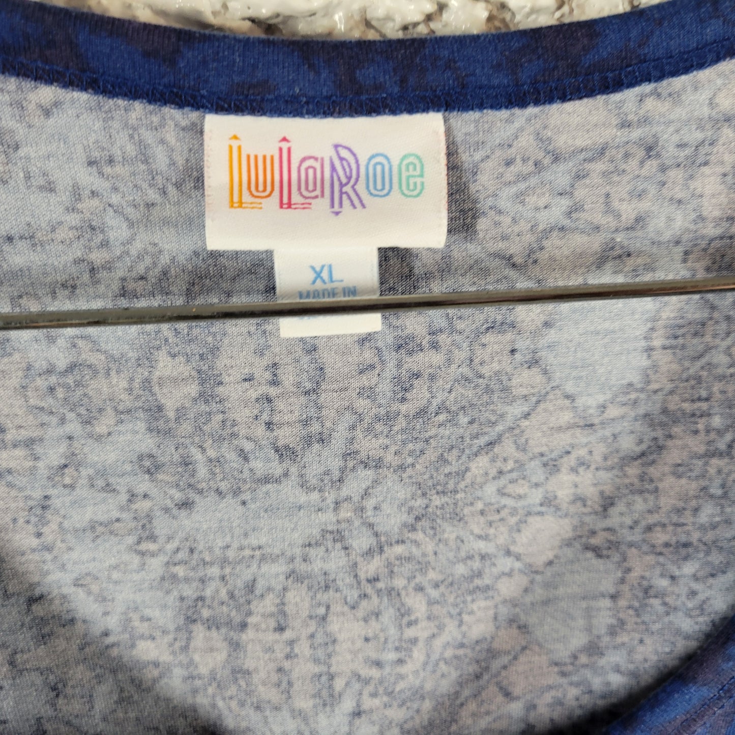 Lularoe Fit Flare Tank Dress XL Blue Tie Dye Sleeveless Pockets Crew Neck TIE18E