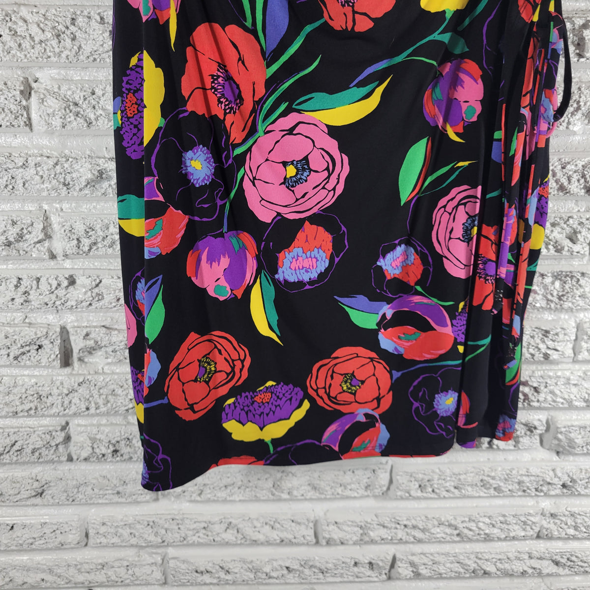 Susan Graver Skort 1X Plus Floral Pull On Elastic Waist Side Tie Casual FLO247XE