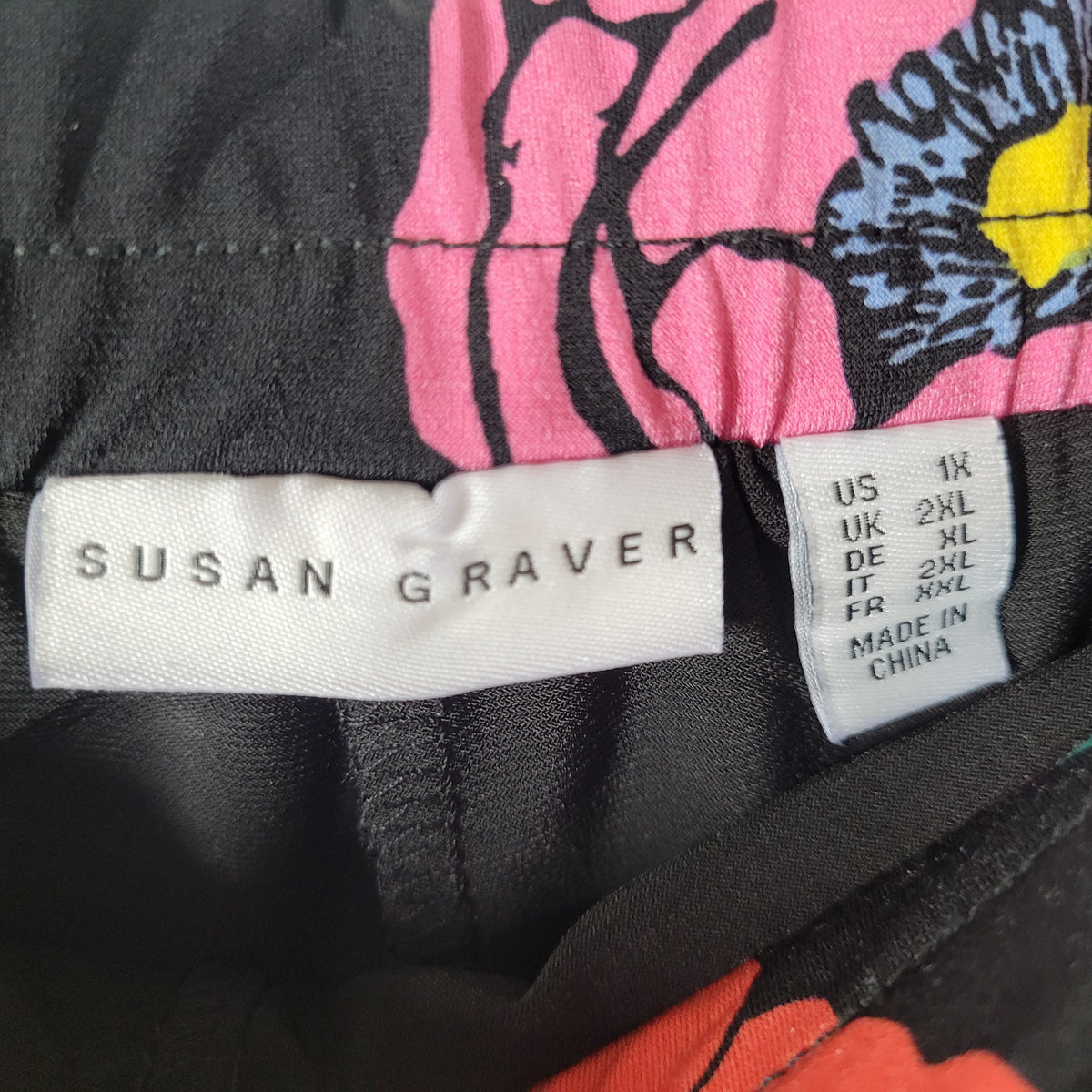 Susan Graver Skort 1X Plus Floral Pull On Elastic Waist Side Tie Casual FLO247XE