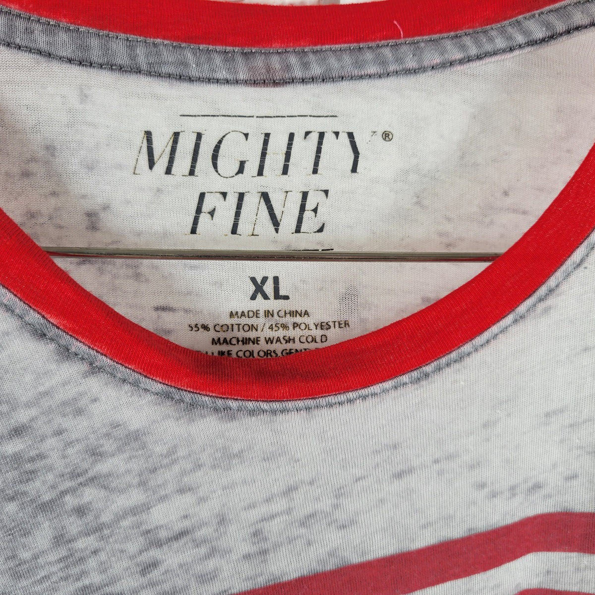 Mighty Fine USA Graphic Tee XL Gray Red Patriotic Cotton Blend Sheer NOV97E