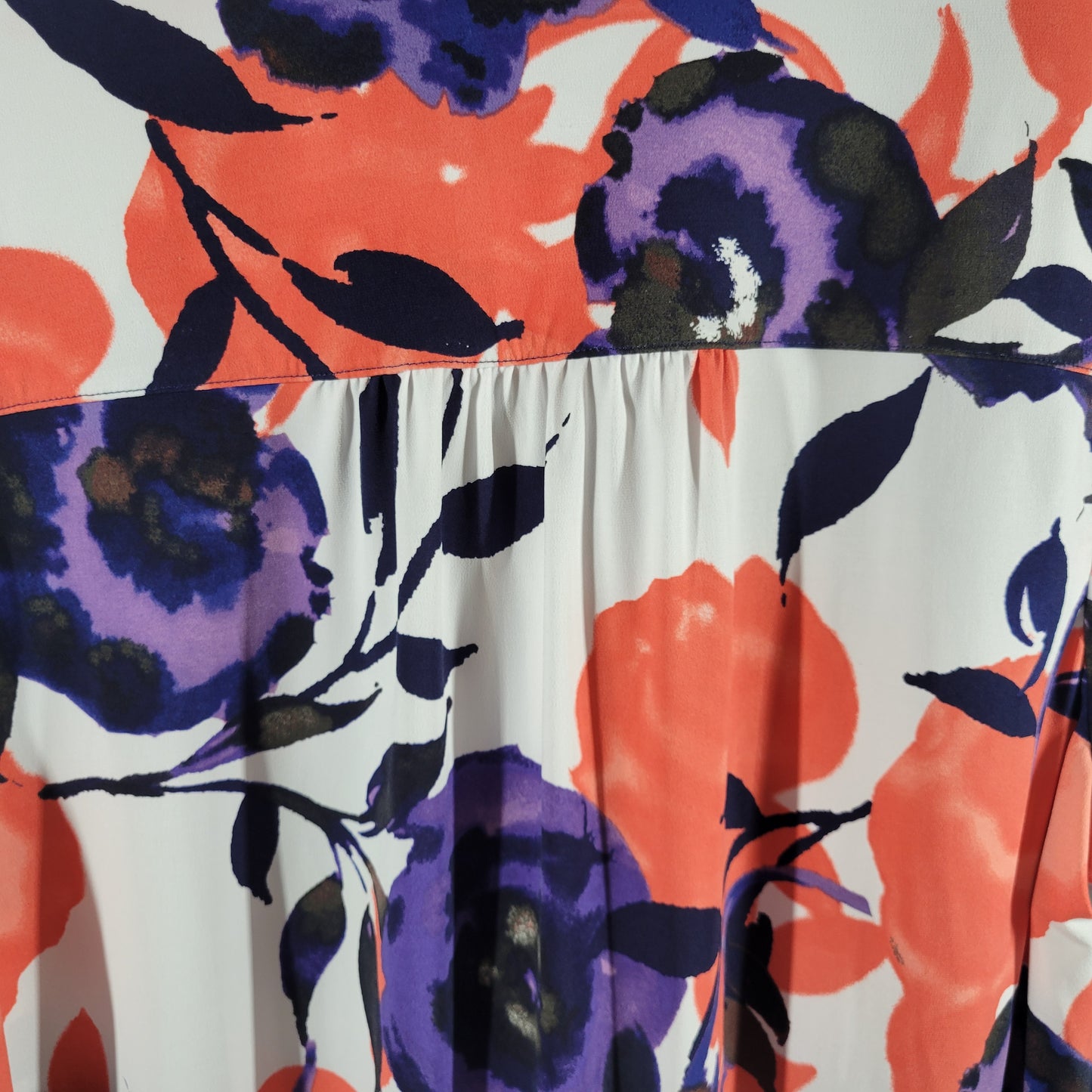 Alfani 3X Blouse Floral Short Sleeve 1/4 Button Collared Top Women Plus FLO43E