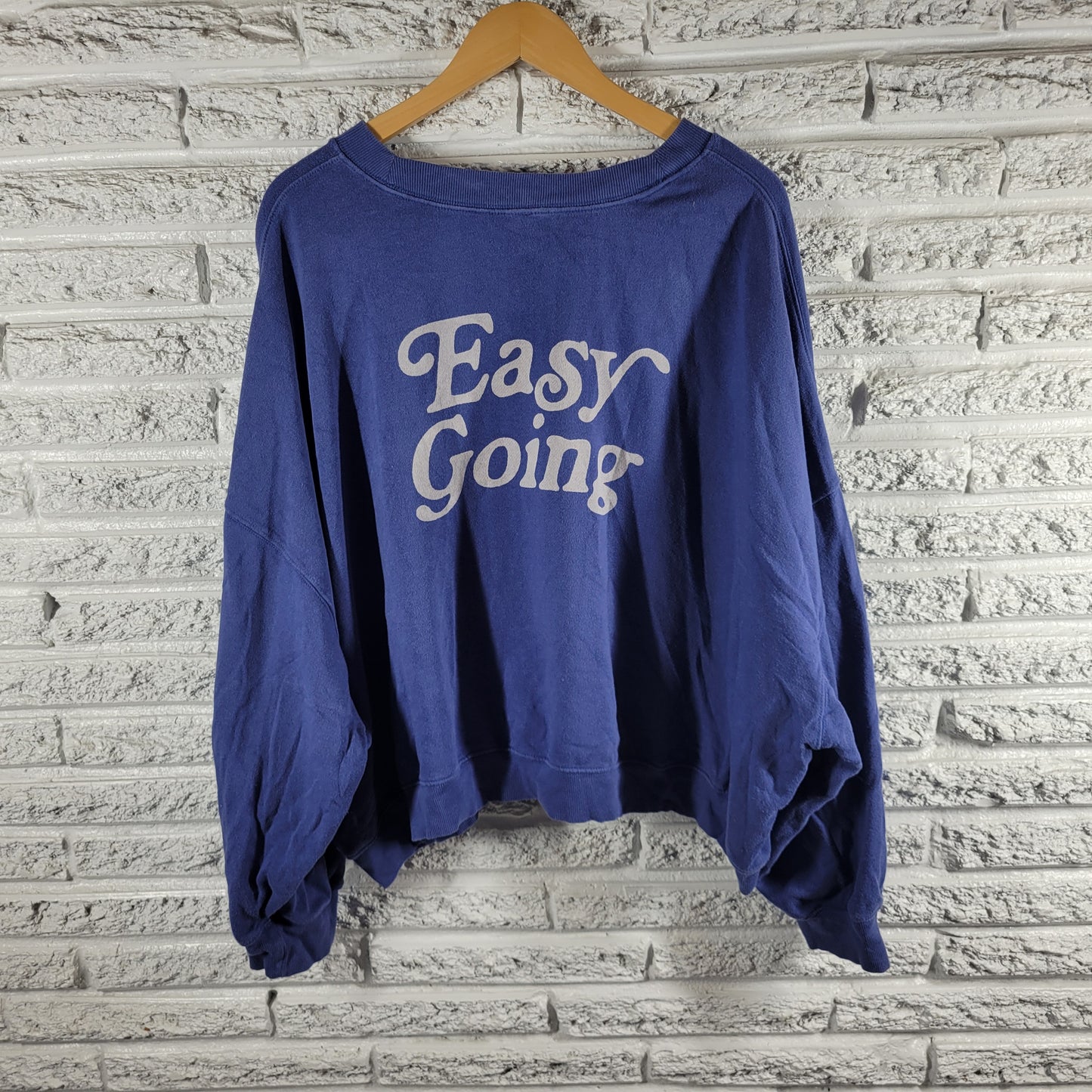Old Navy Laid Back Easy Going Crop Sweatshirt 3X Blue Crew Neck SWE117E