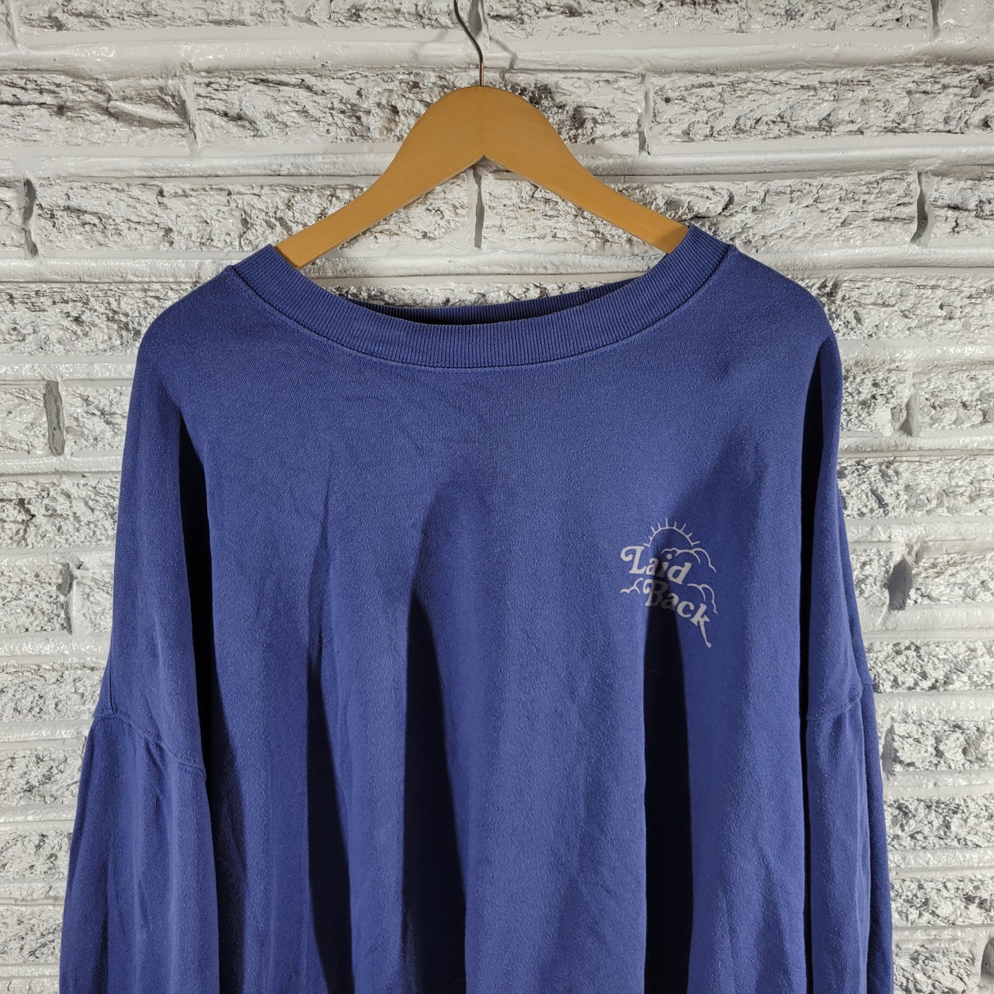 Old Navy Laid Back Easy Going Crop Sweatshirt 3X Blue Crew Neck SWE117E