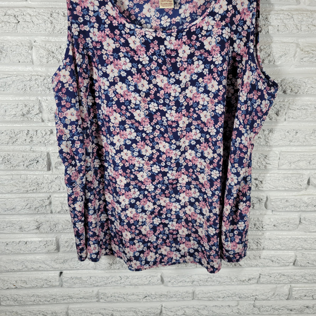 Faded Glory Women Tank Top 3X Plus Blue Pink Floral Casual Lightweight FLO179E