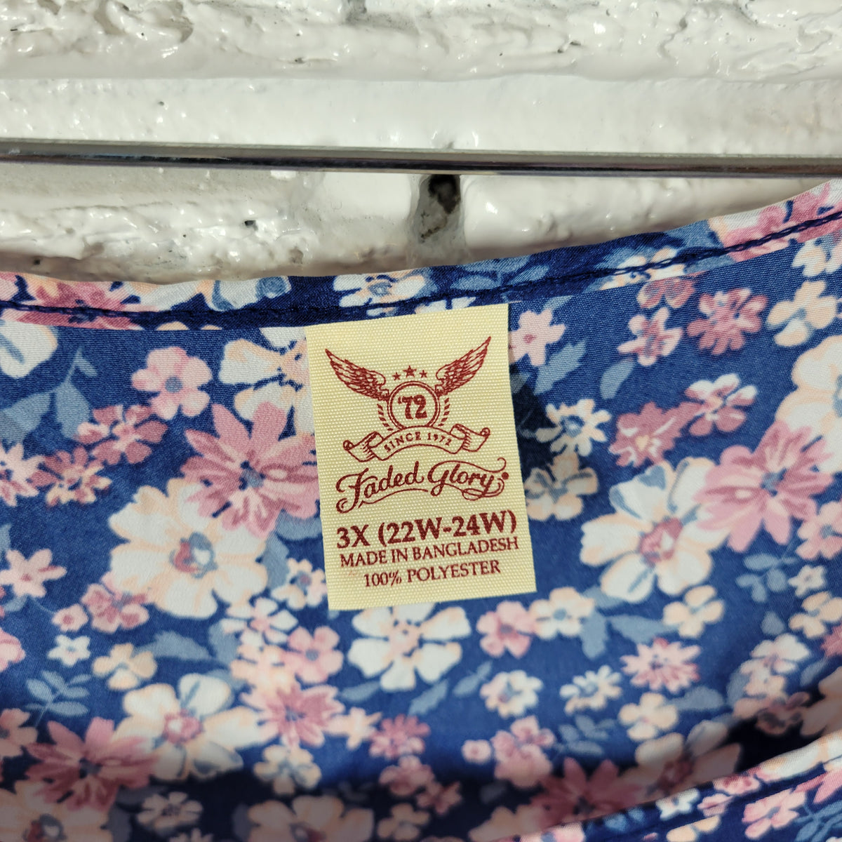 Faded Glory Women Tank Top 3X Plus Blue Pink Floral Casual Lightweight FLO179E