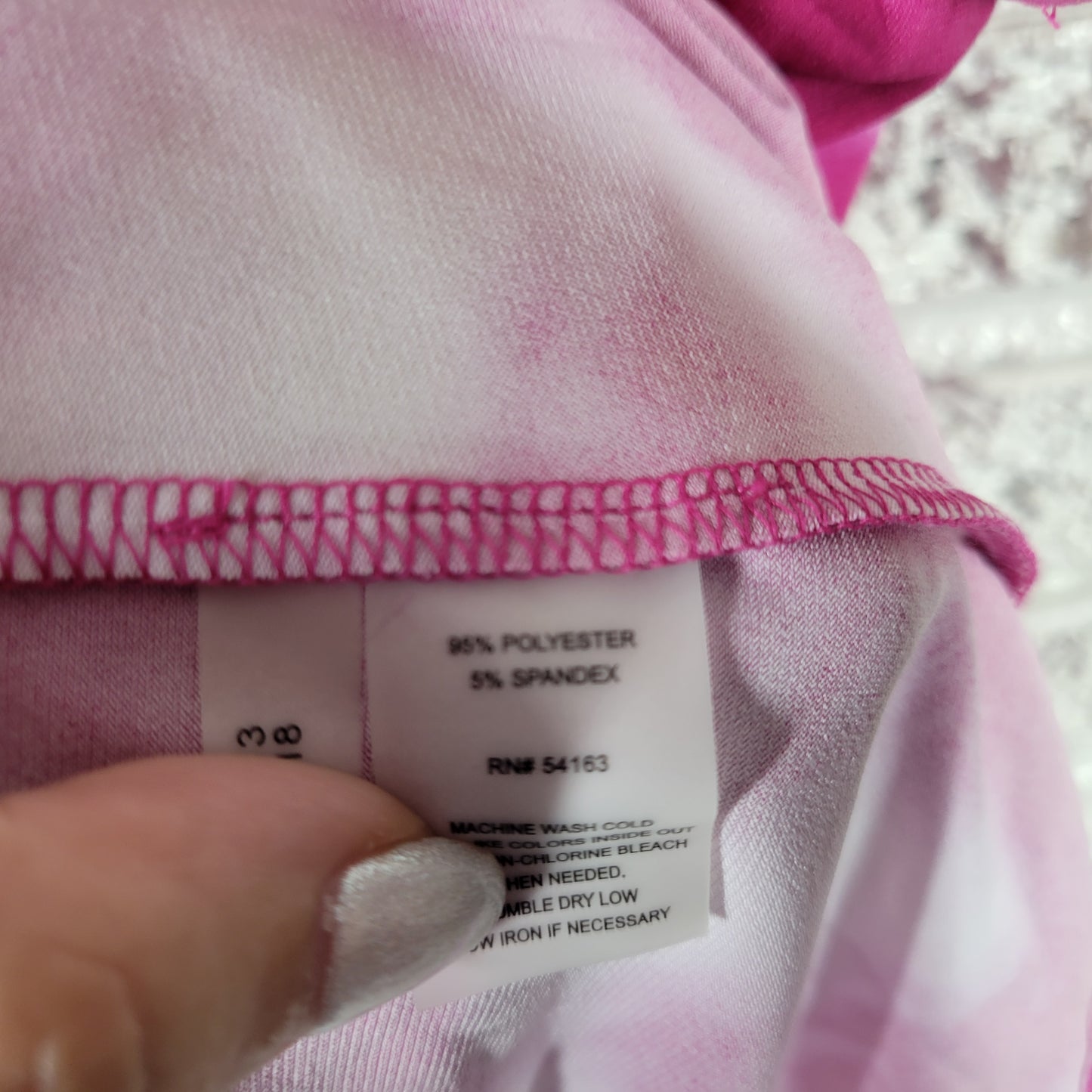 Calvin Klein Womens Top XL Pink White Tie Dye Draped Neck Sleeveless TIE34E