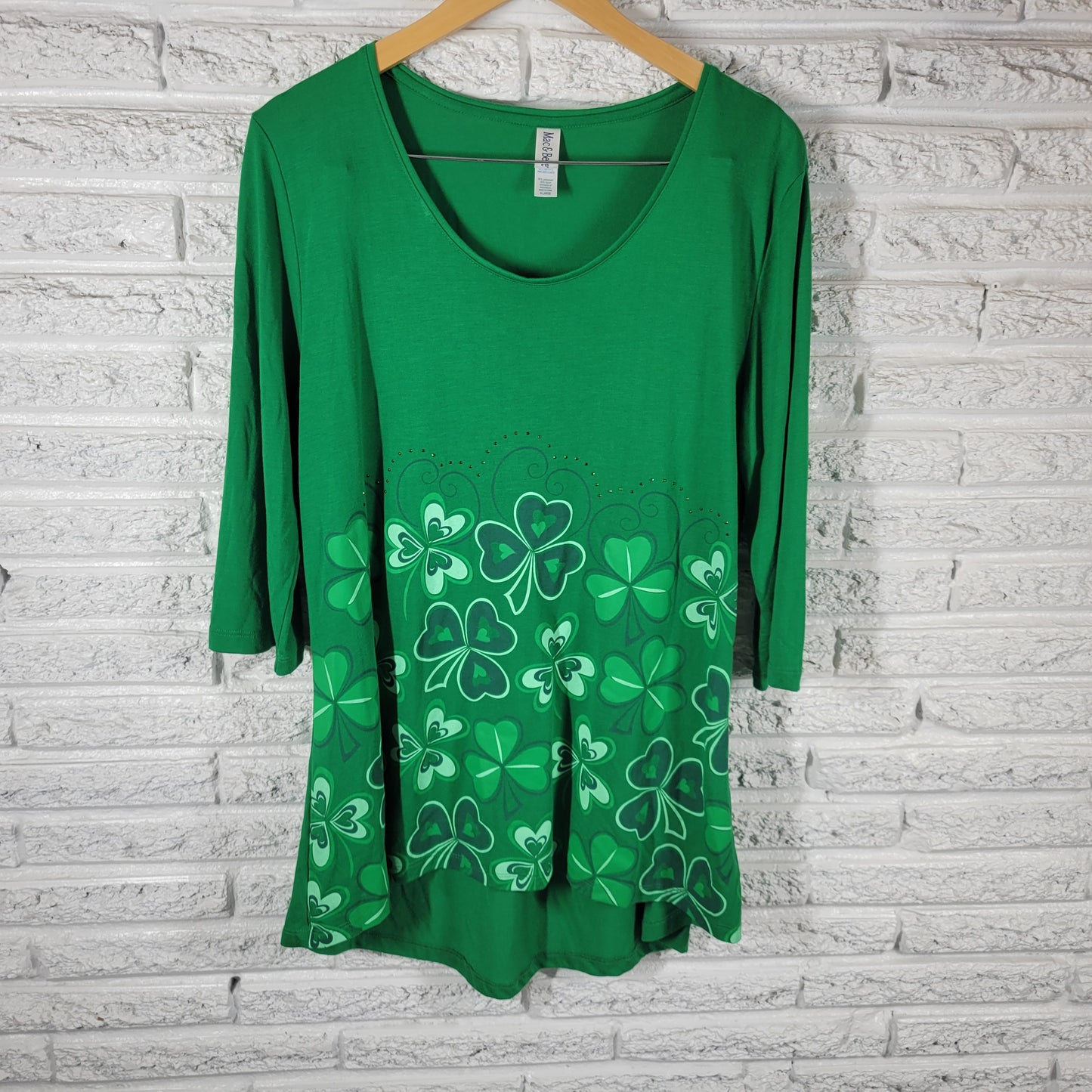 Mac & Belle Womens Tee XL Green Shamrock Studded St Patricks Day Top GRE11E