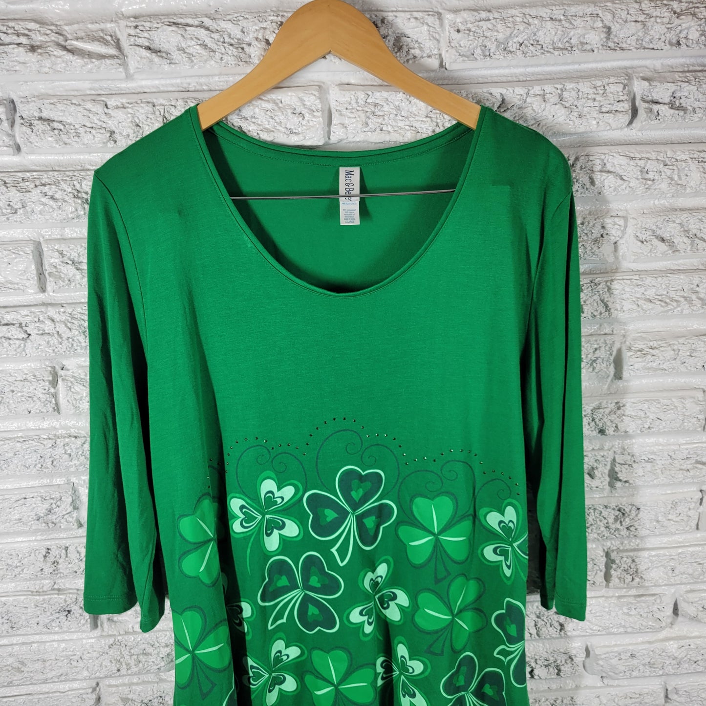 Mac & Belle Womens Tee XL Green Shamrock Studded St Patricks Day Top GRE11E