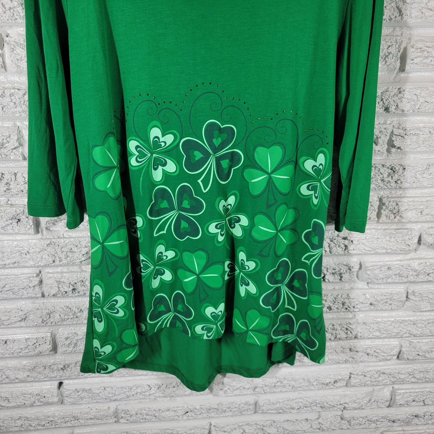 Mac & Belle Womens Tee XL Green Shamrock Studded St Patricks Day Top GRE11E