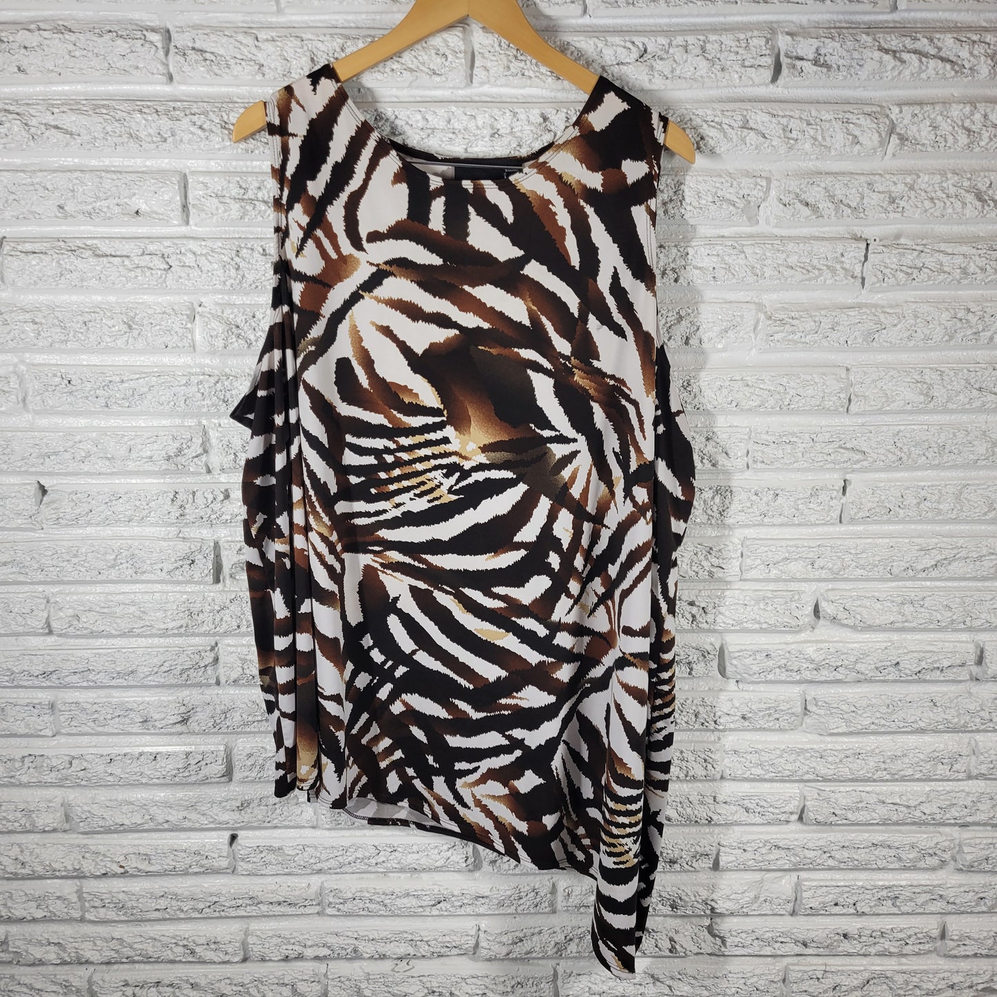 Antthony Womens Tunic 3X Brown Black Animal Print Sleeveless Top Blouse ANI60E