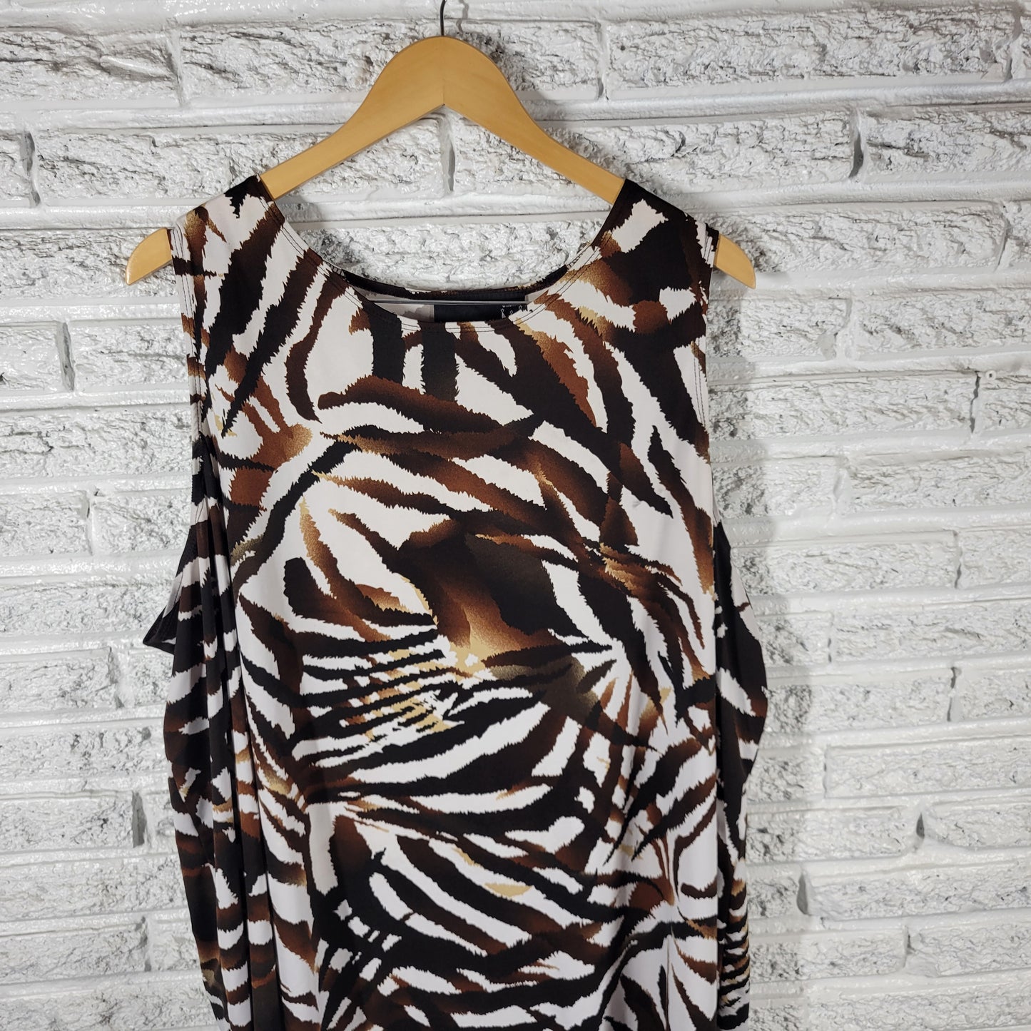 Antthony Womens Tunic 3X Brown Black Animal Print Sleeveless Top Blouse ANI60E