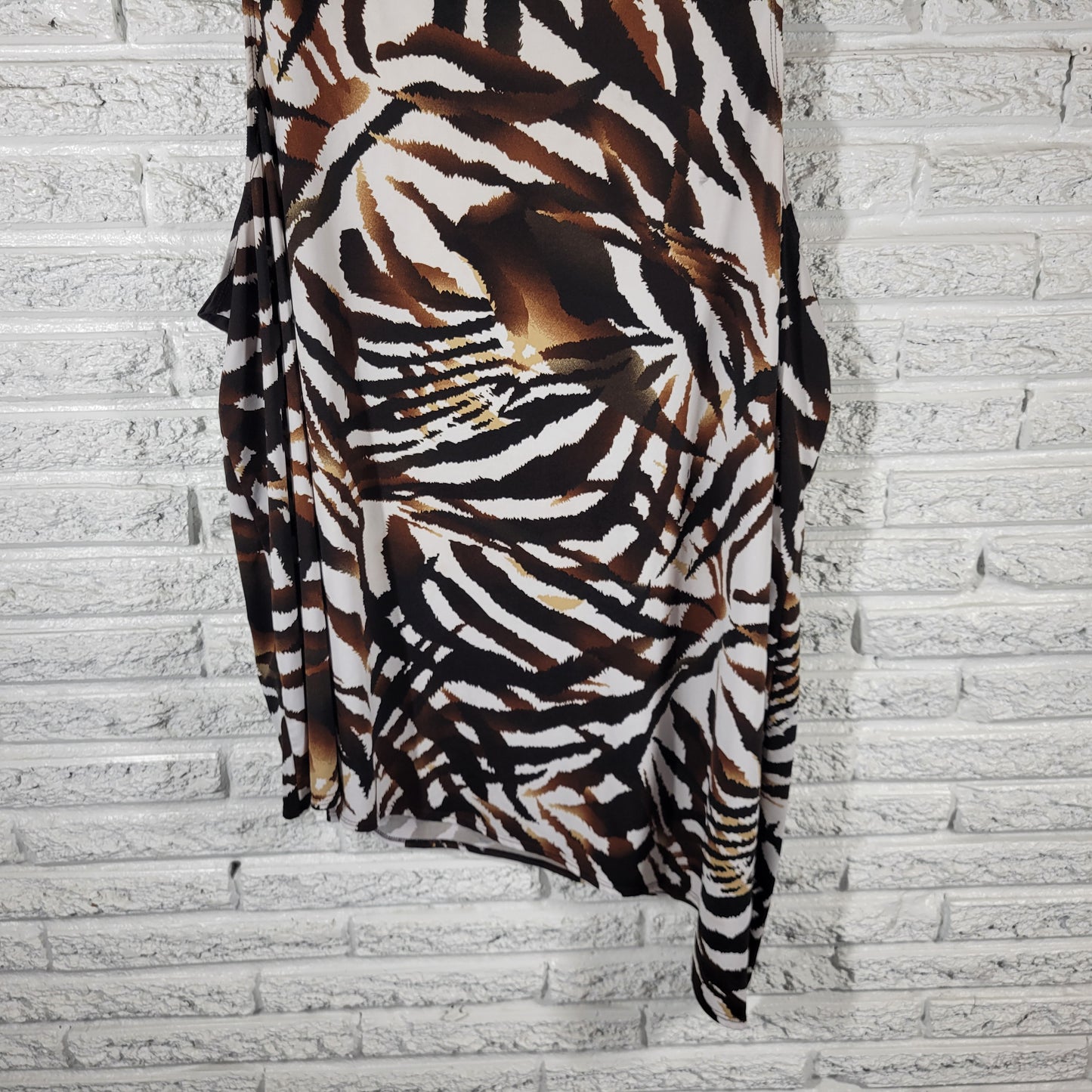 Antthony Womens Tunic 3X Brown Black Animal Print Sleeveless Top Blouse ANI60E