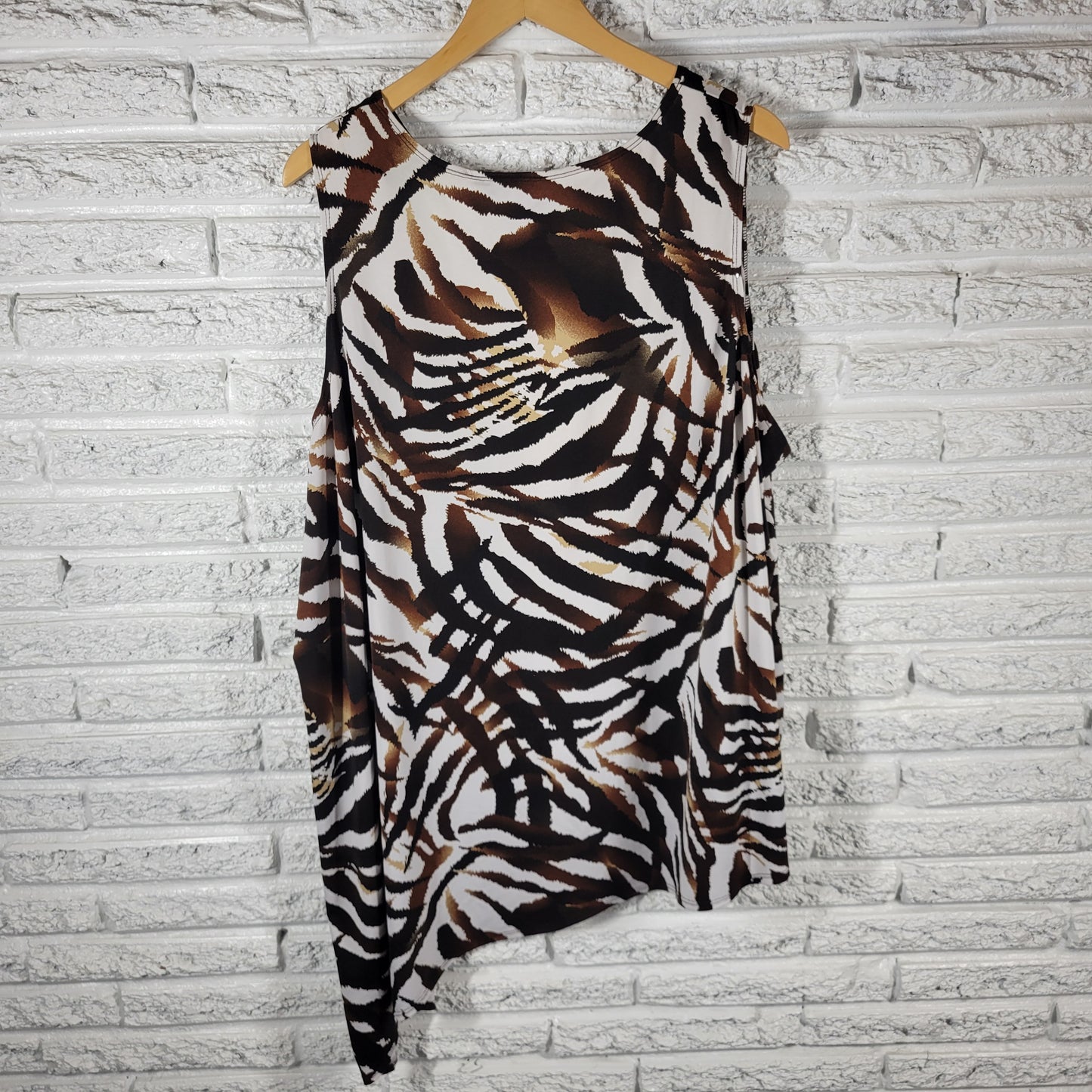 Antthony Womens Tunic 3X Brown Black Animal Print Sleeveless Top Blouse ANI60E