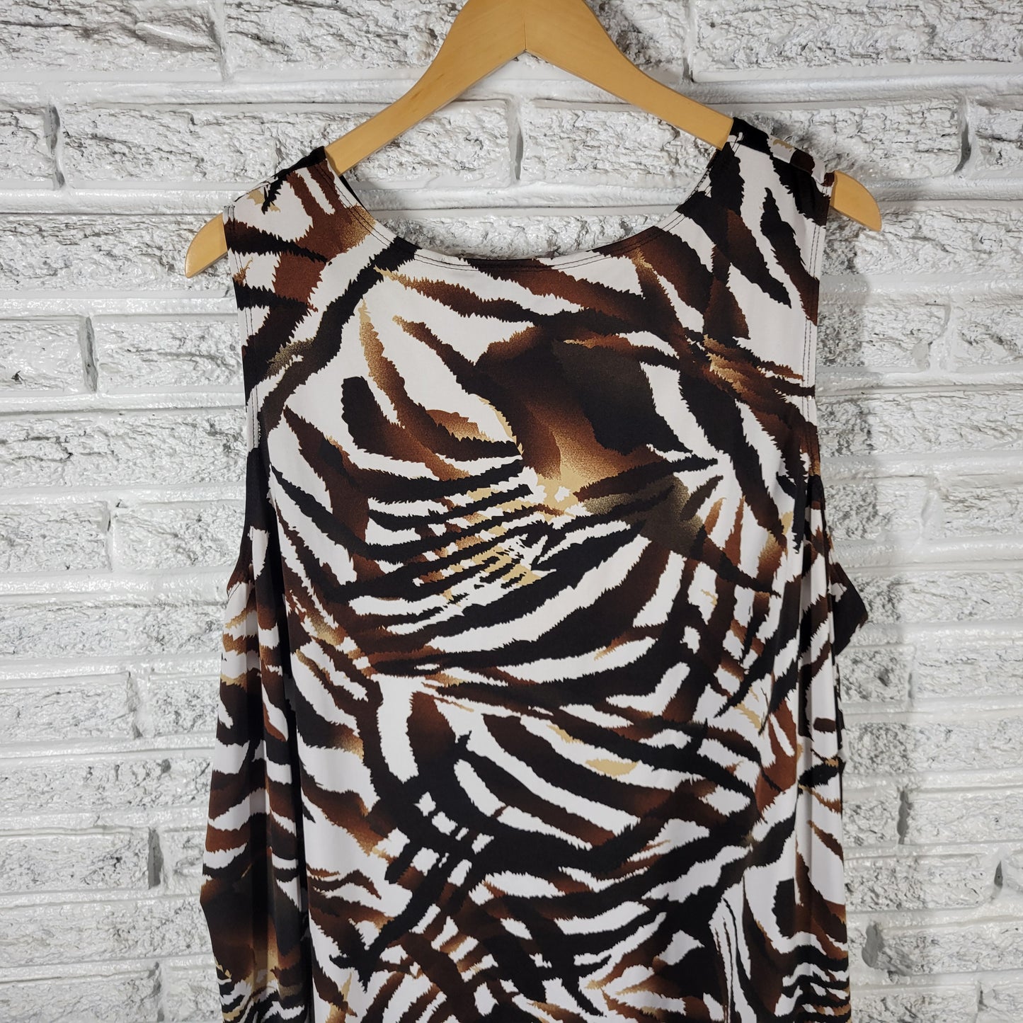 Antthony Womens Tunic 3X Brown Black Animal Print Sleeveless Top Blouse ANI60E