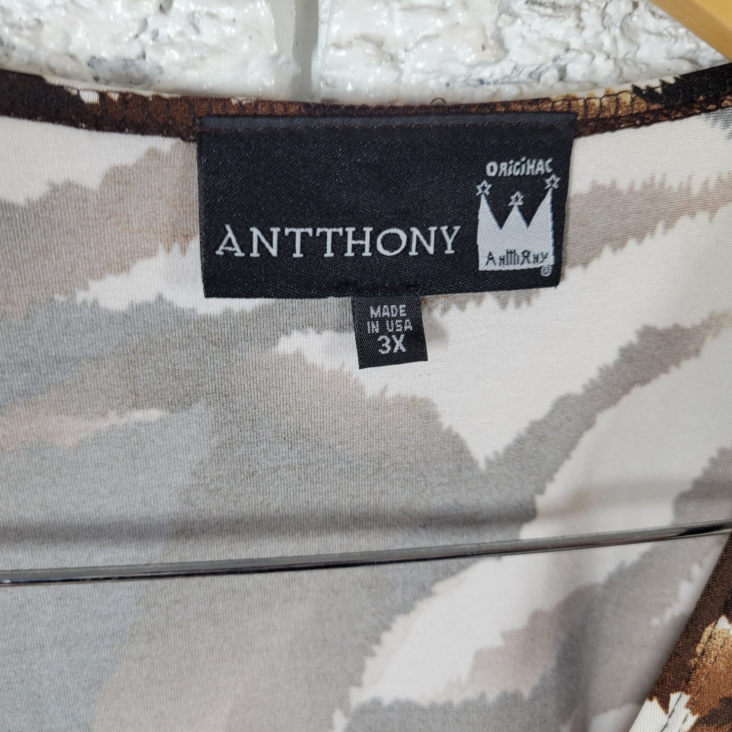 Antthony Womens Tunic 3X Brown Black Animal Print Sleeveless Top Blouse ANI60E