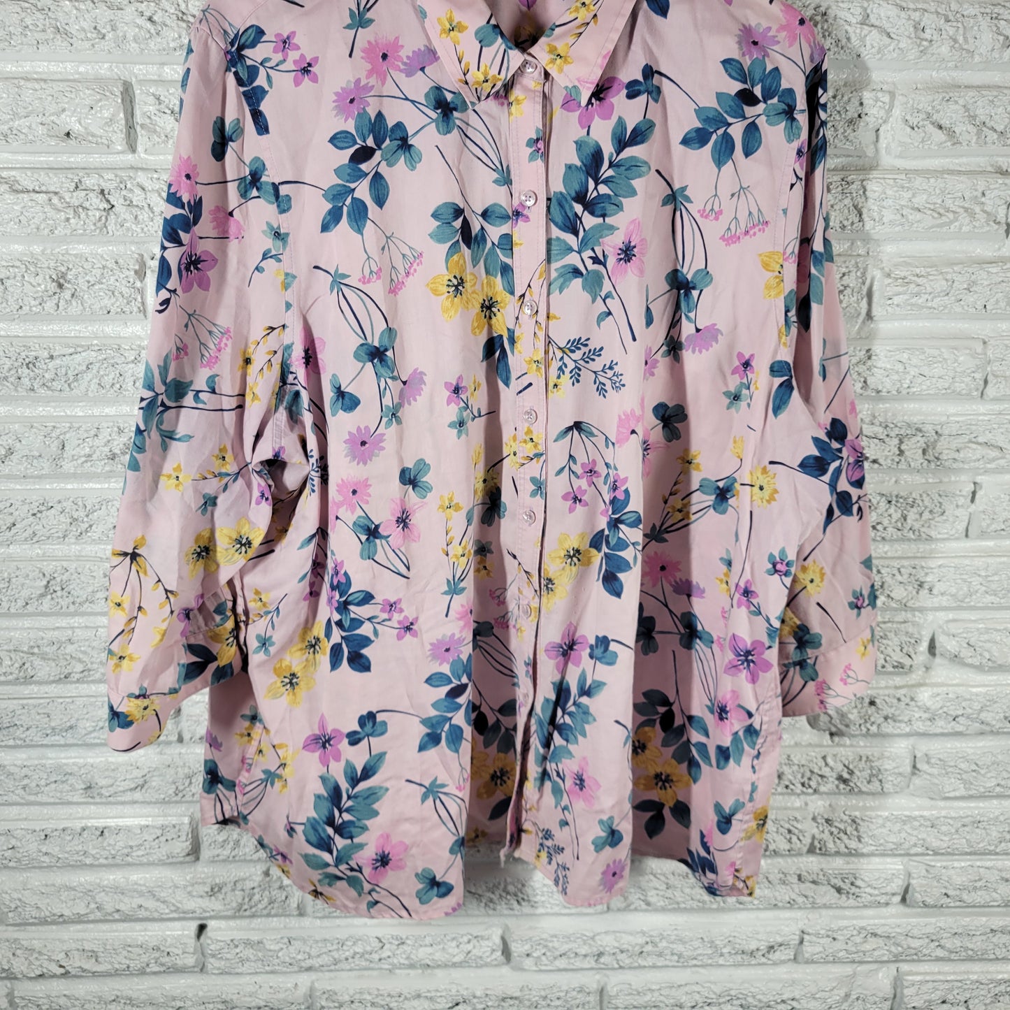 Coldwater Creek Womens Top 3X Floral Button Up Shirt 100% Cotton FLO253XE